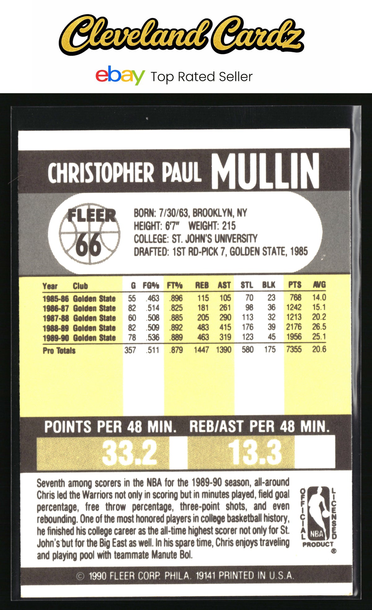 1990-91 Fleer #66 Chris Mullin