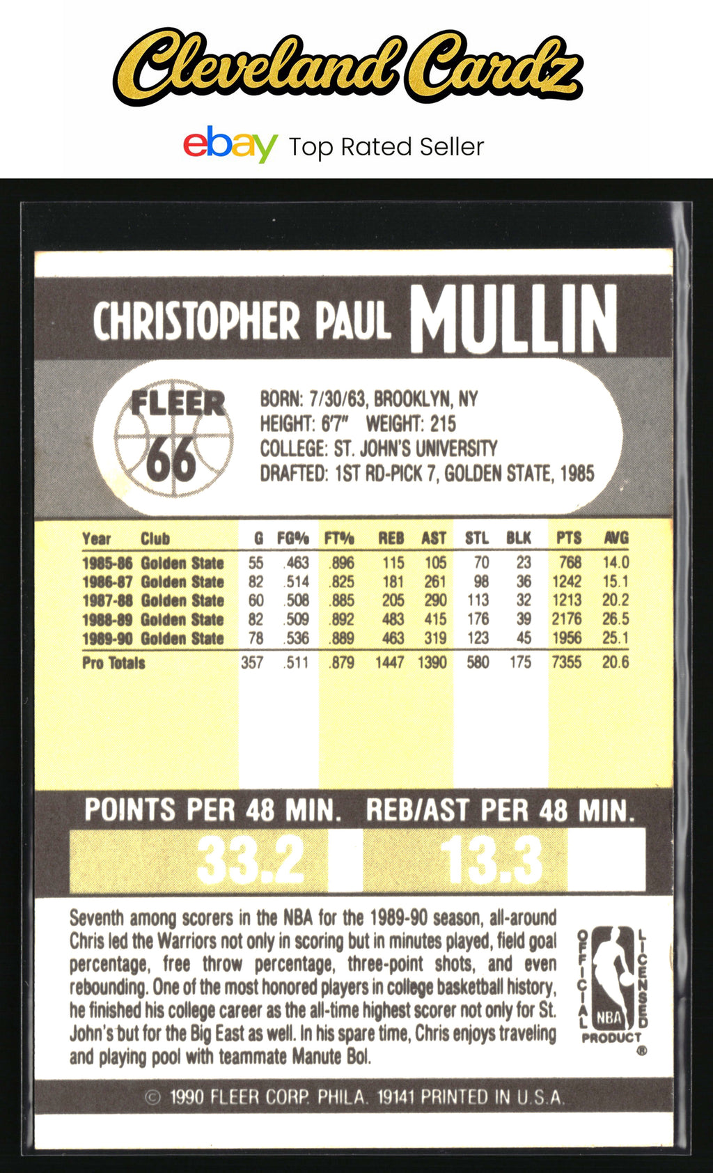1990-91 Fleer #66 Chris Mullin