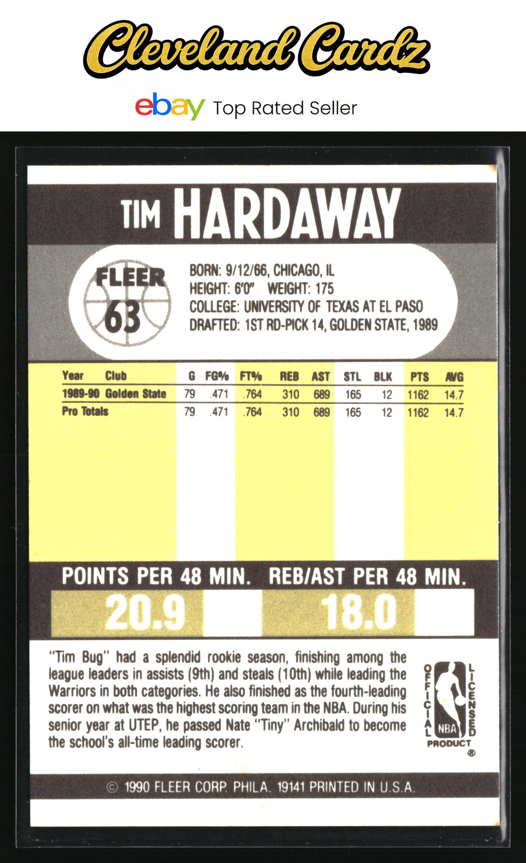 1990-91 Fleer #63 Tim Hardaway