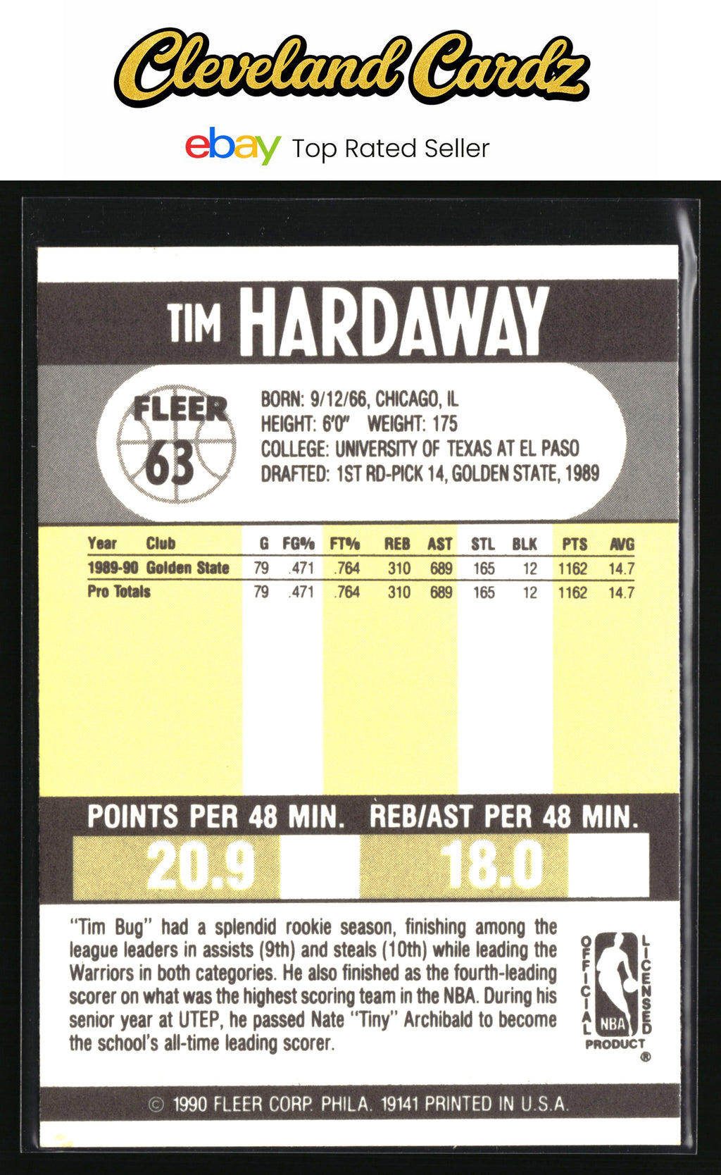 1990-91 Fleer #63 Tim Hardaway