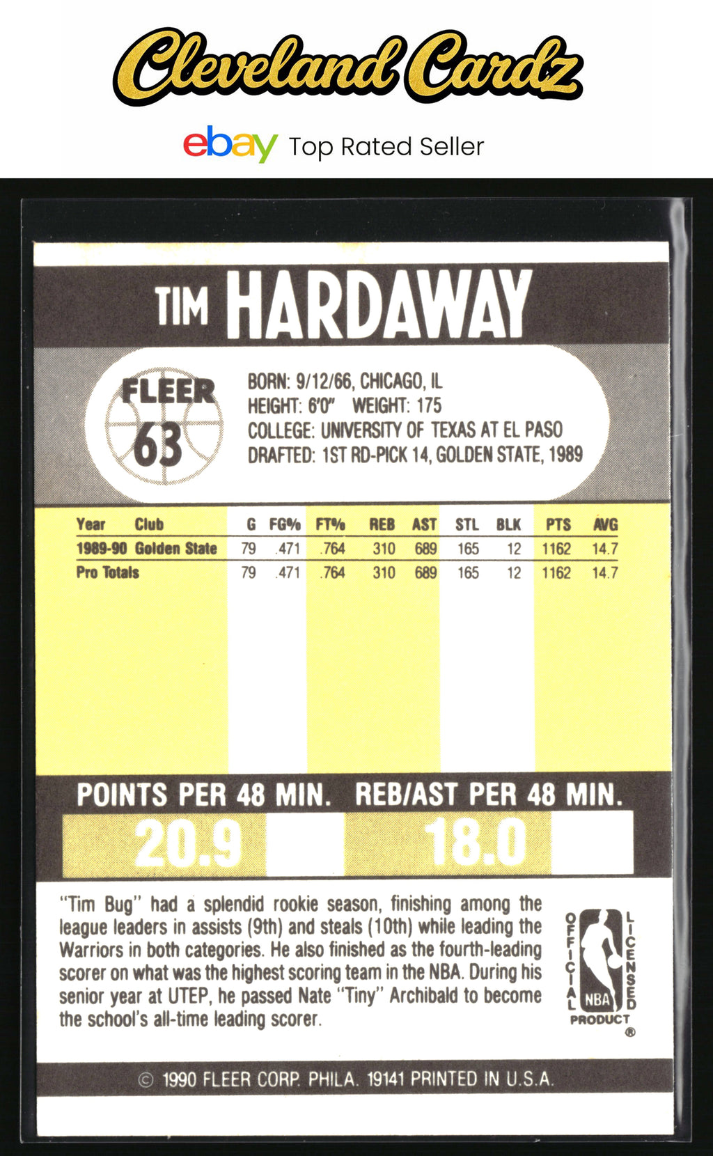 1990-91 Fleer #63 Tim Hardaway