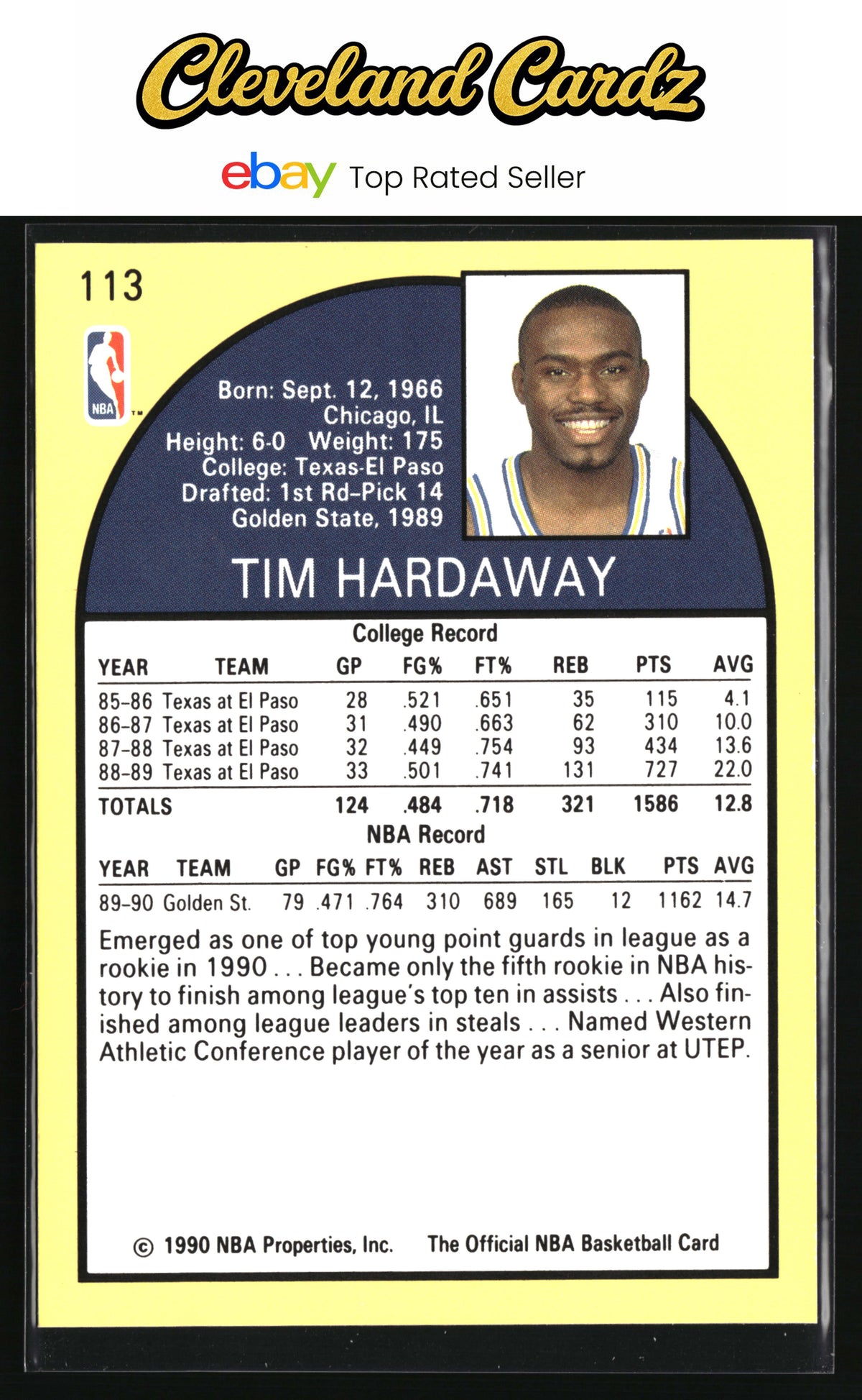 1990-91 Hoops #113 Tim Hardaway