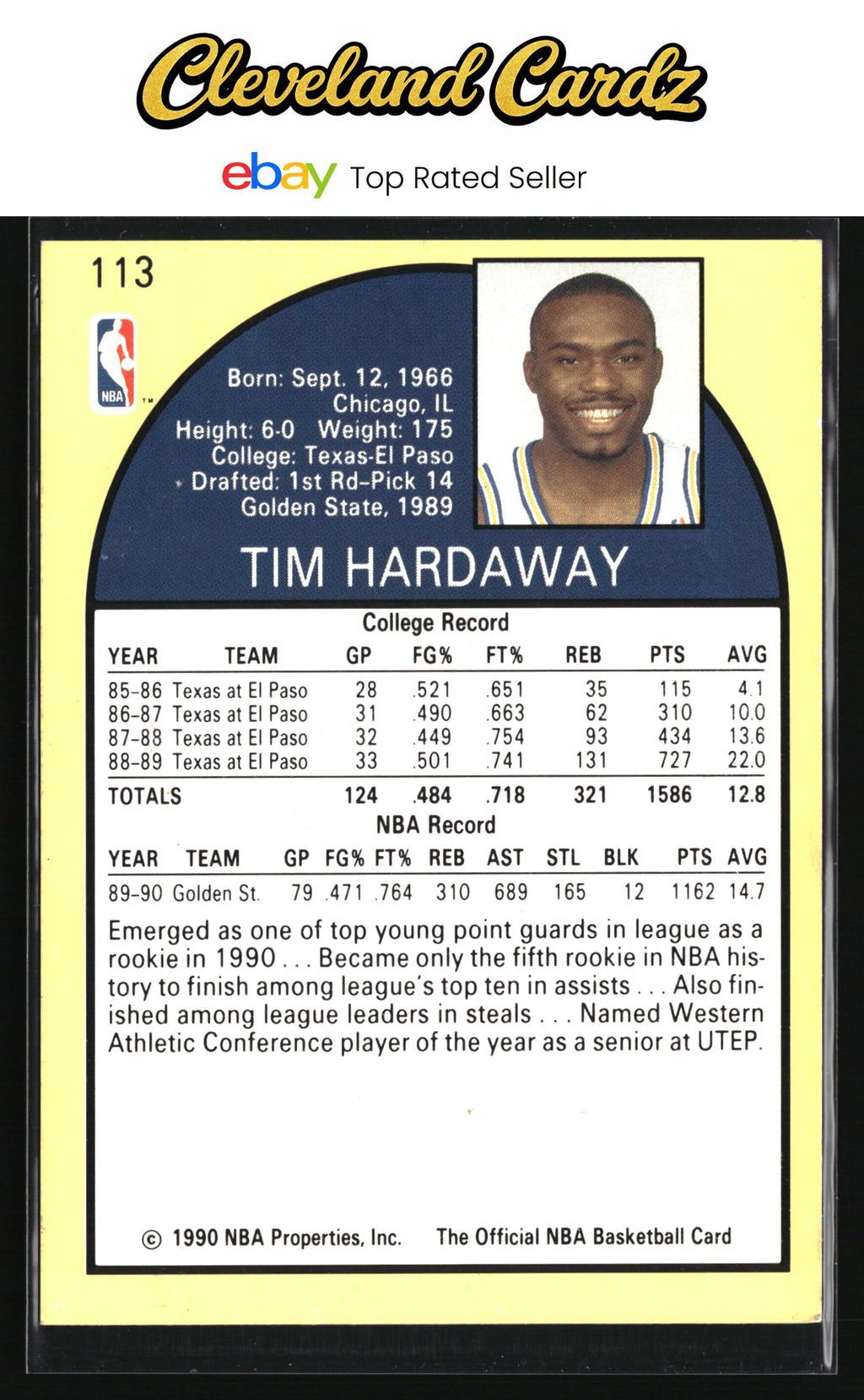 1990-91 Hoops #113 Tim Hardaway