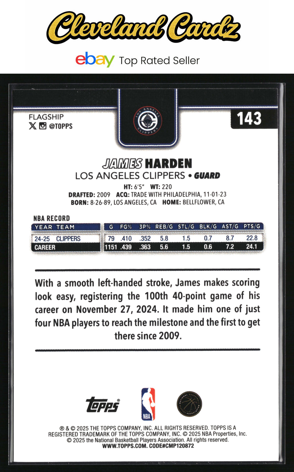 2025-26 Topps #143 James Harden Rainbow Foilboard
