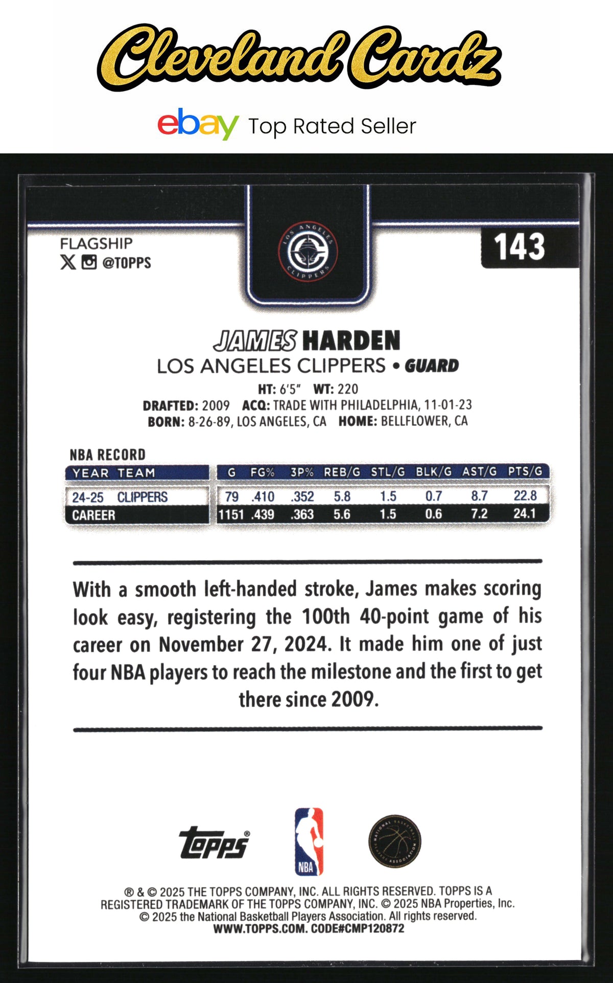 2025-26 Topps #143 James Harden Rainbow Foilboard