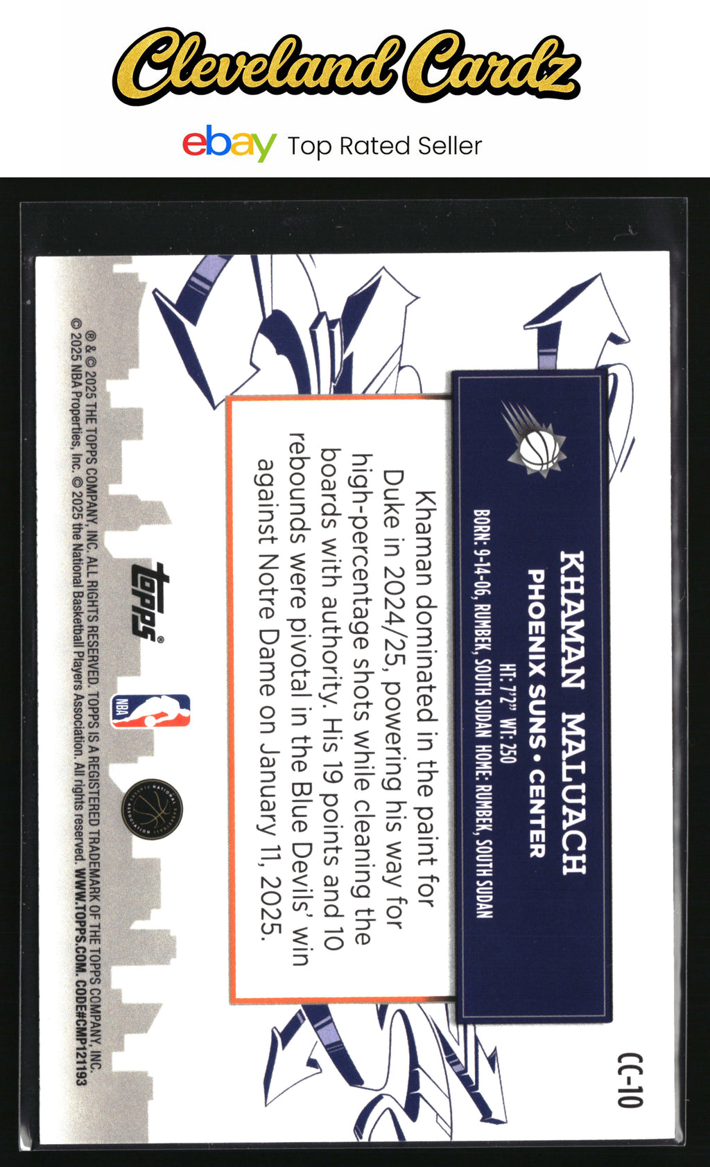 2025-26 Topps #CC-10 Khaman Maluach Clutch City Prospects