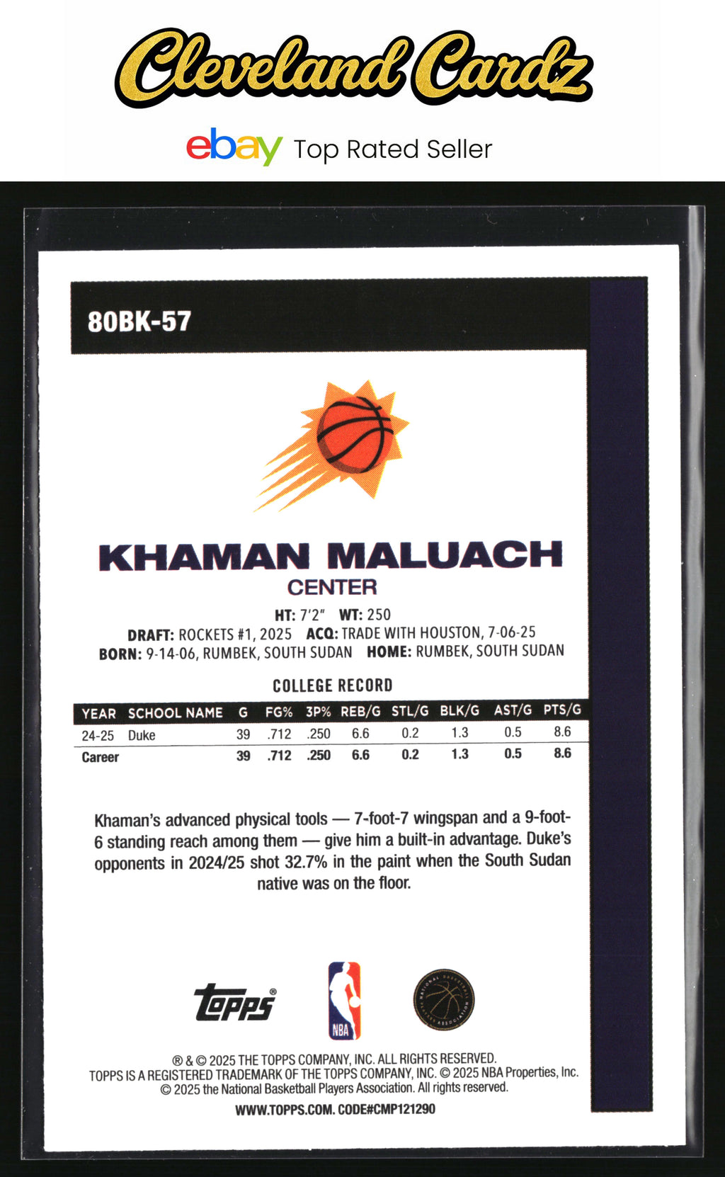 2025-26 Topps #80BK-57 Khaman Maluach 1980-81 Topps Basketball