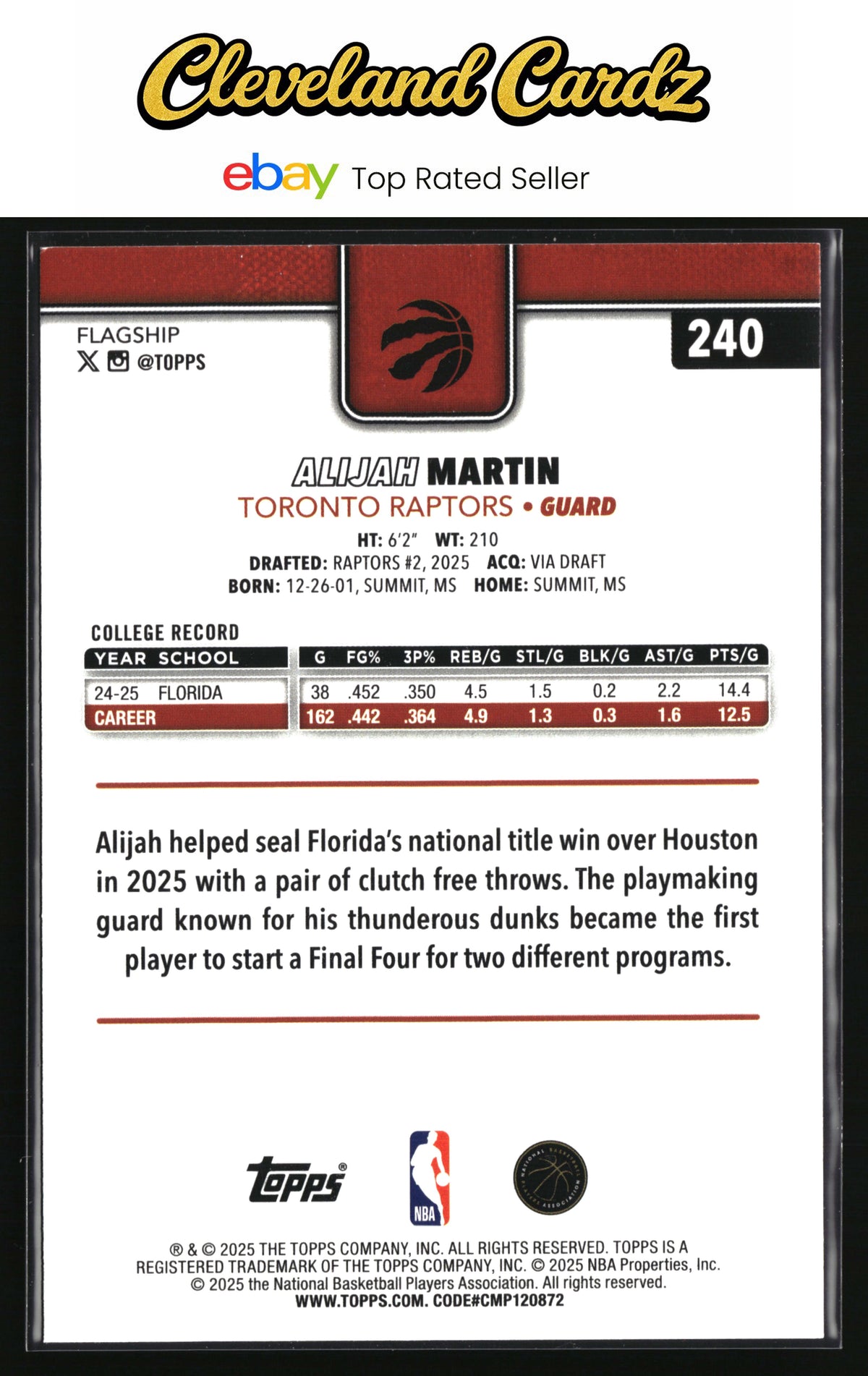 2025-26 Topps #240 Alijah Martin Crackleboard