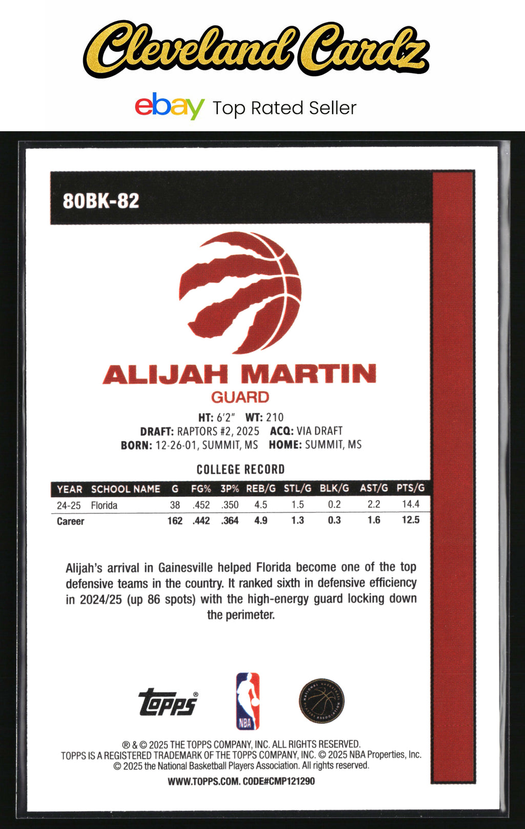 2025-26 Topps #80BK-82 Alijah Martin 1980-81 Topps Basketball