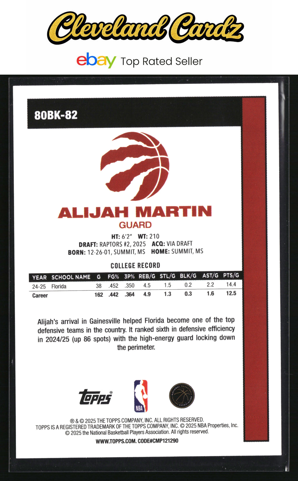 2025-26 Topps #80BK-82 Alijah Martin 1980-81 Topps Basketball