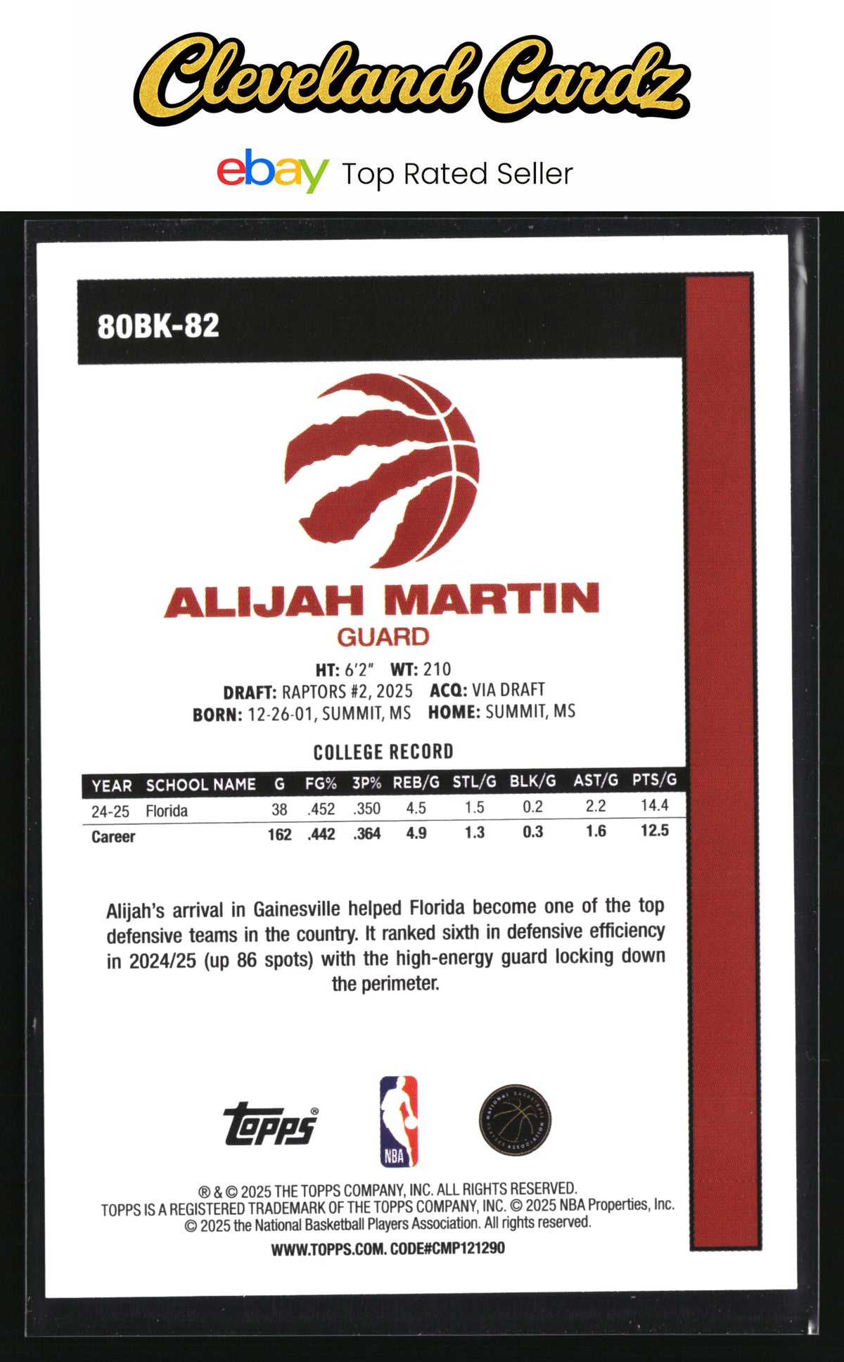 2025-26 Topps #80BK-82 Alijah Martin 1980-81 Topps Basketball
