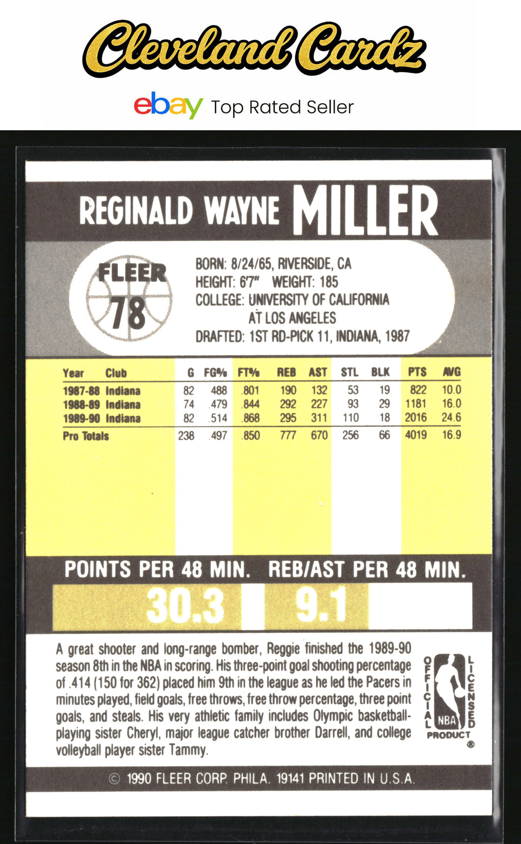 1990-91 Fleer #78 Reggie Miller