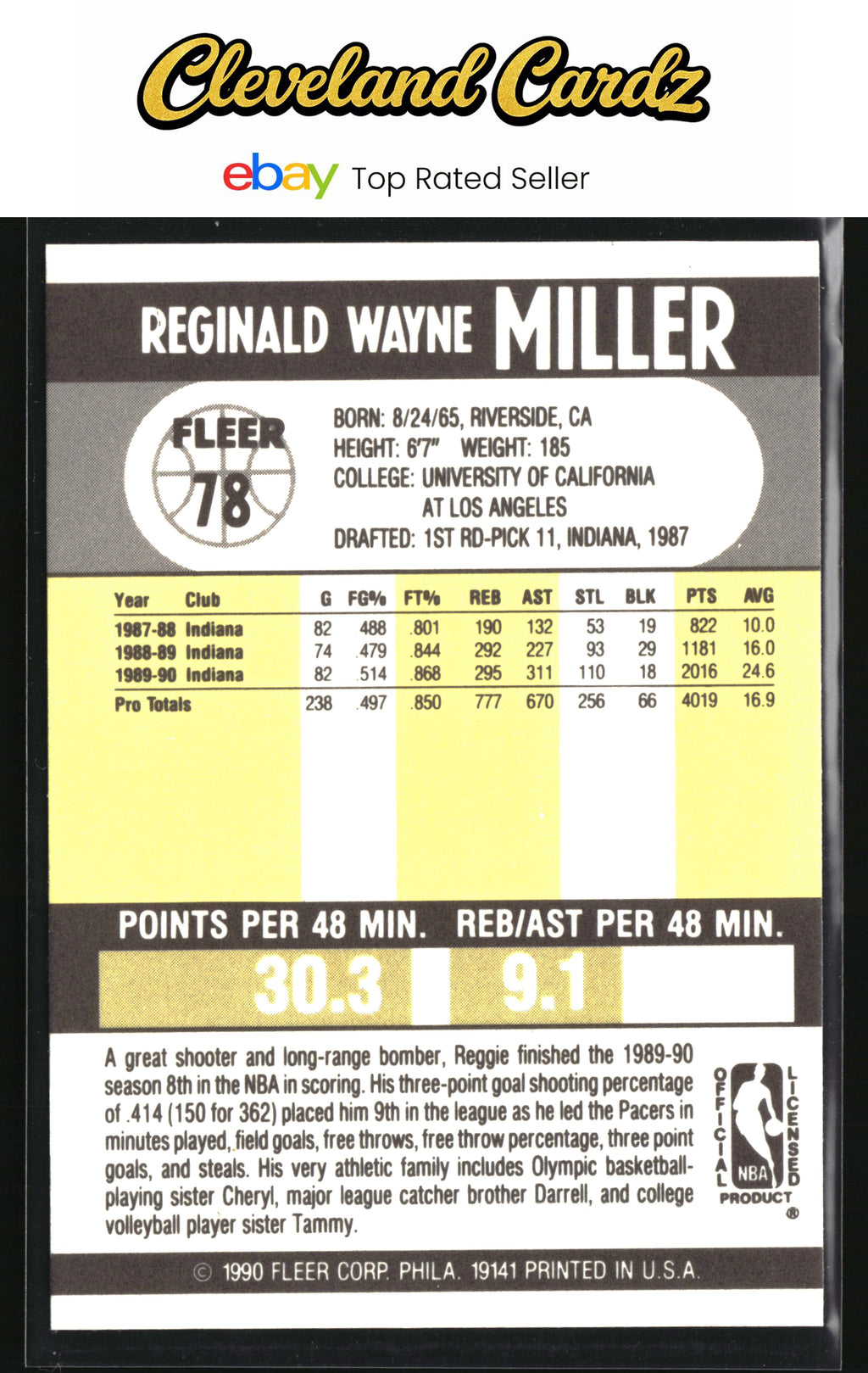 1990-91 Fleer #78 Reggie Miller