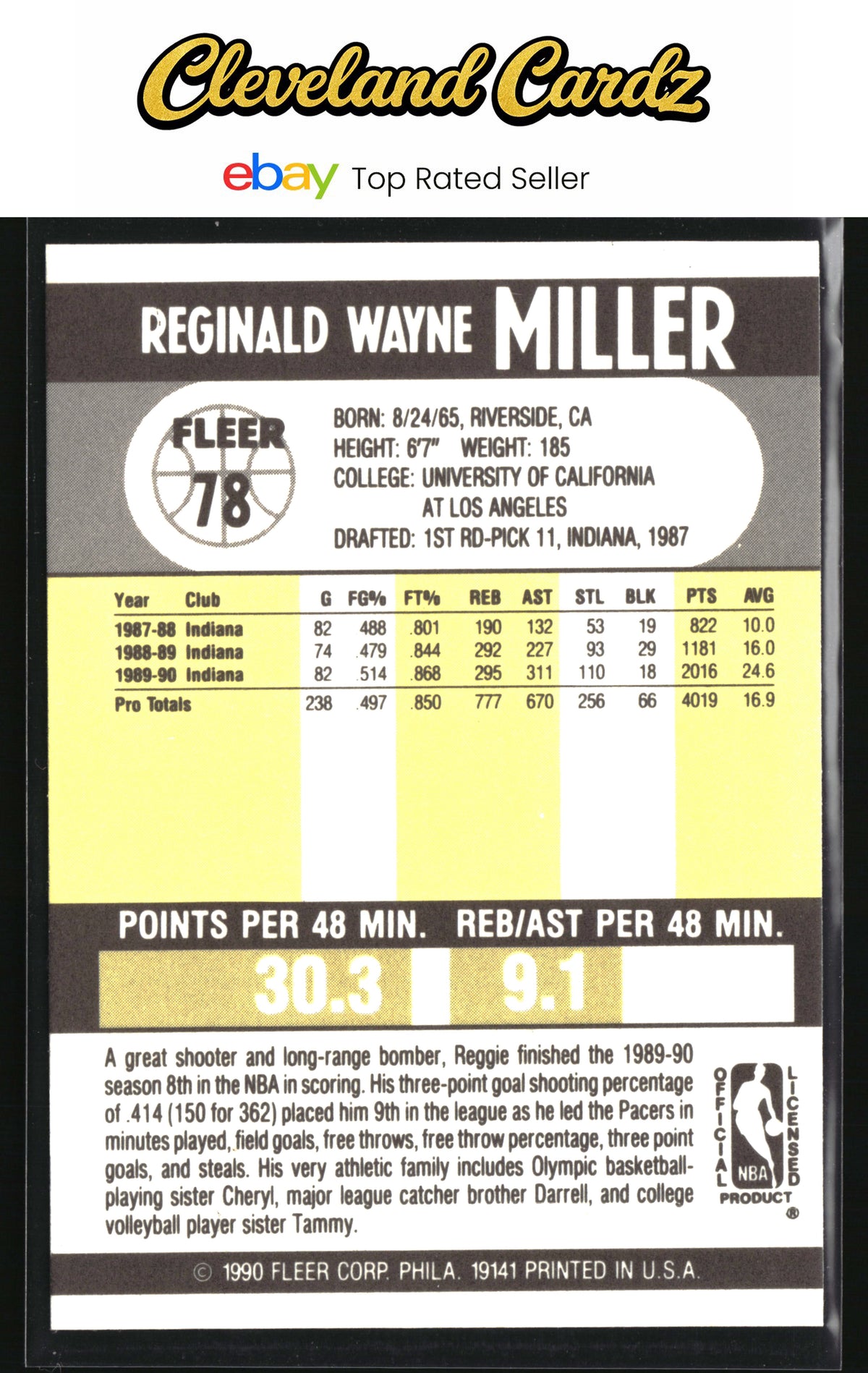 1990-91 Fleer #78 Reggie Miller