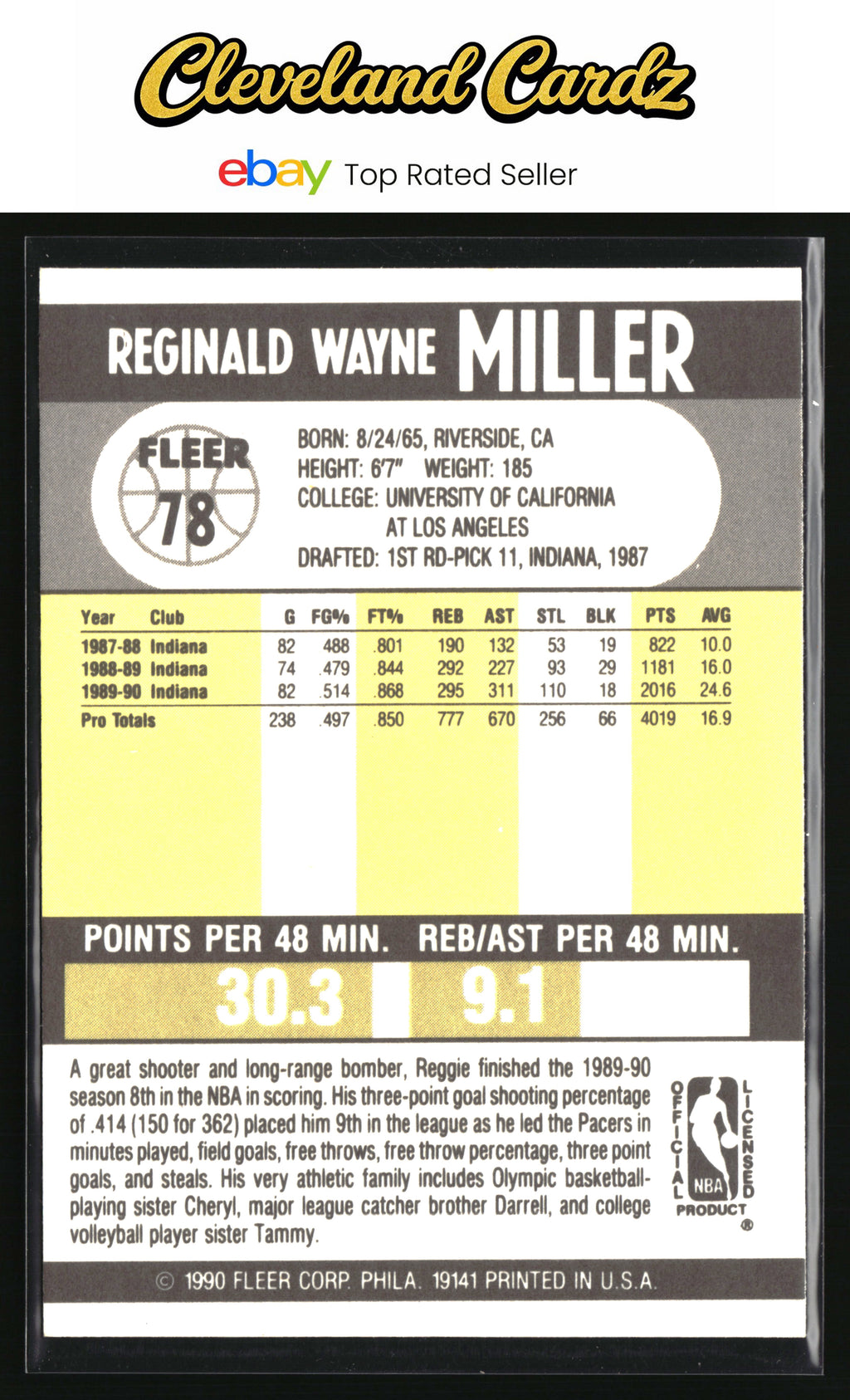 1990-91 Fleer #78 Reggie Miller