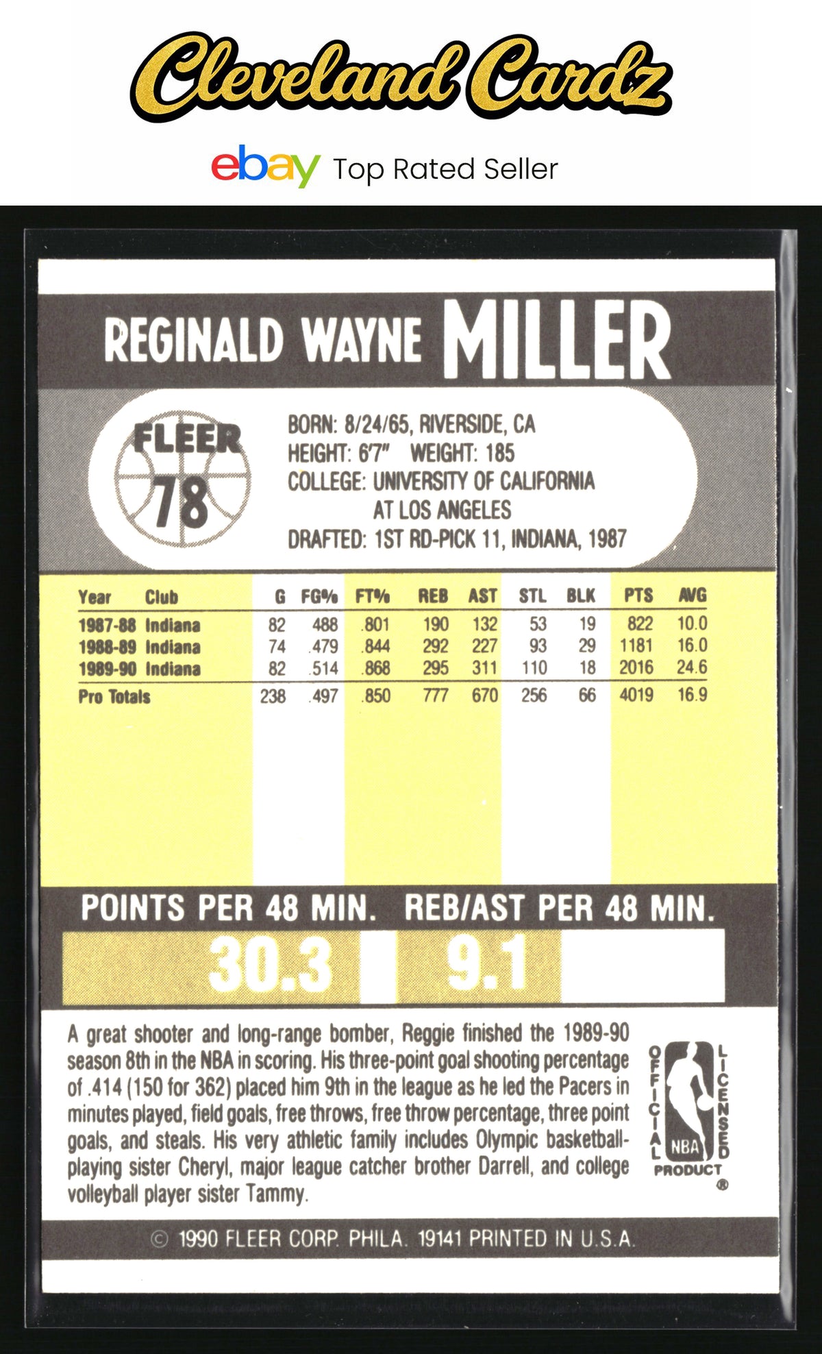 1990-91 Fleer #78 Reggie Miller
