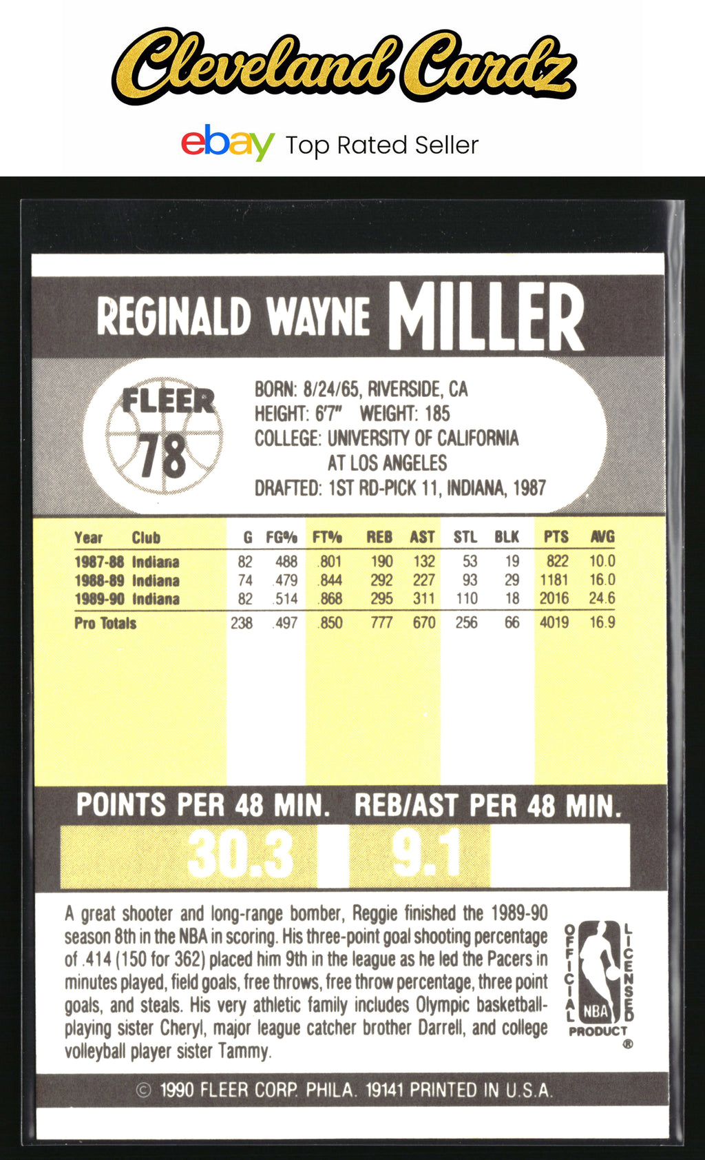 1990-91 Fleer #78 Reggie Miller