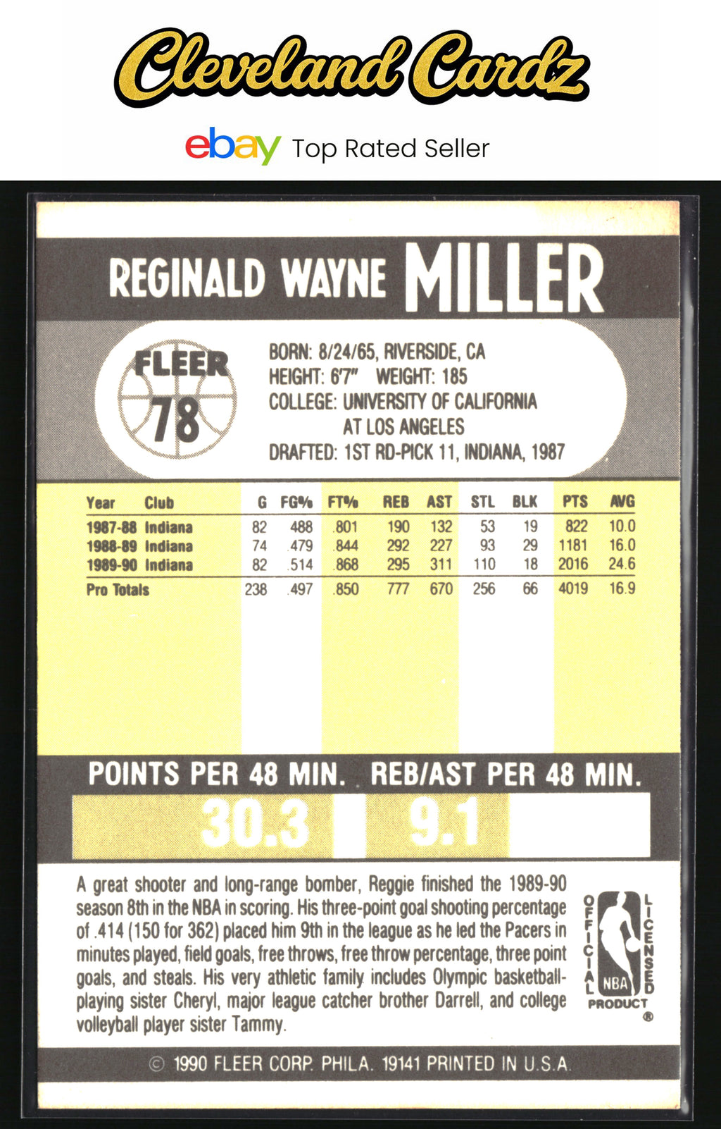 1990-91 Fleer #78 Reggie Miller
