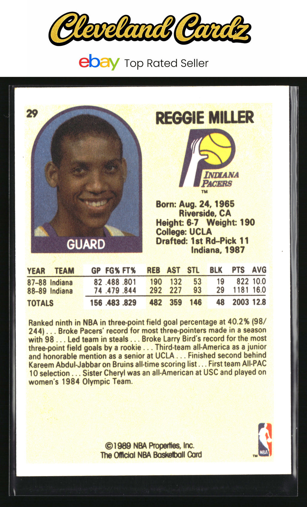 1989-90 Hoops #29 Reggie Miller