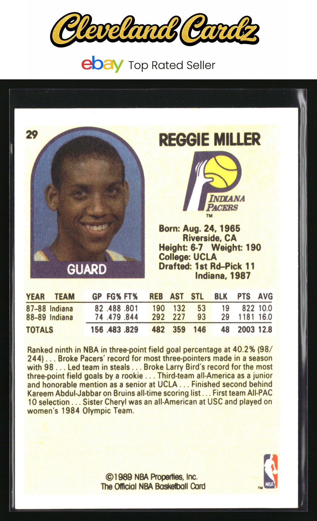 1989-90 Hoops #29 Reggie Miller