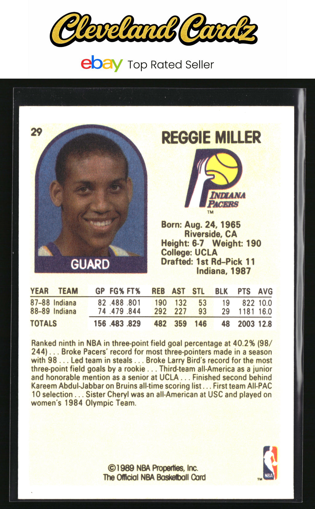 1989-90 Hoops #29 Reggie Miller