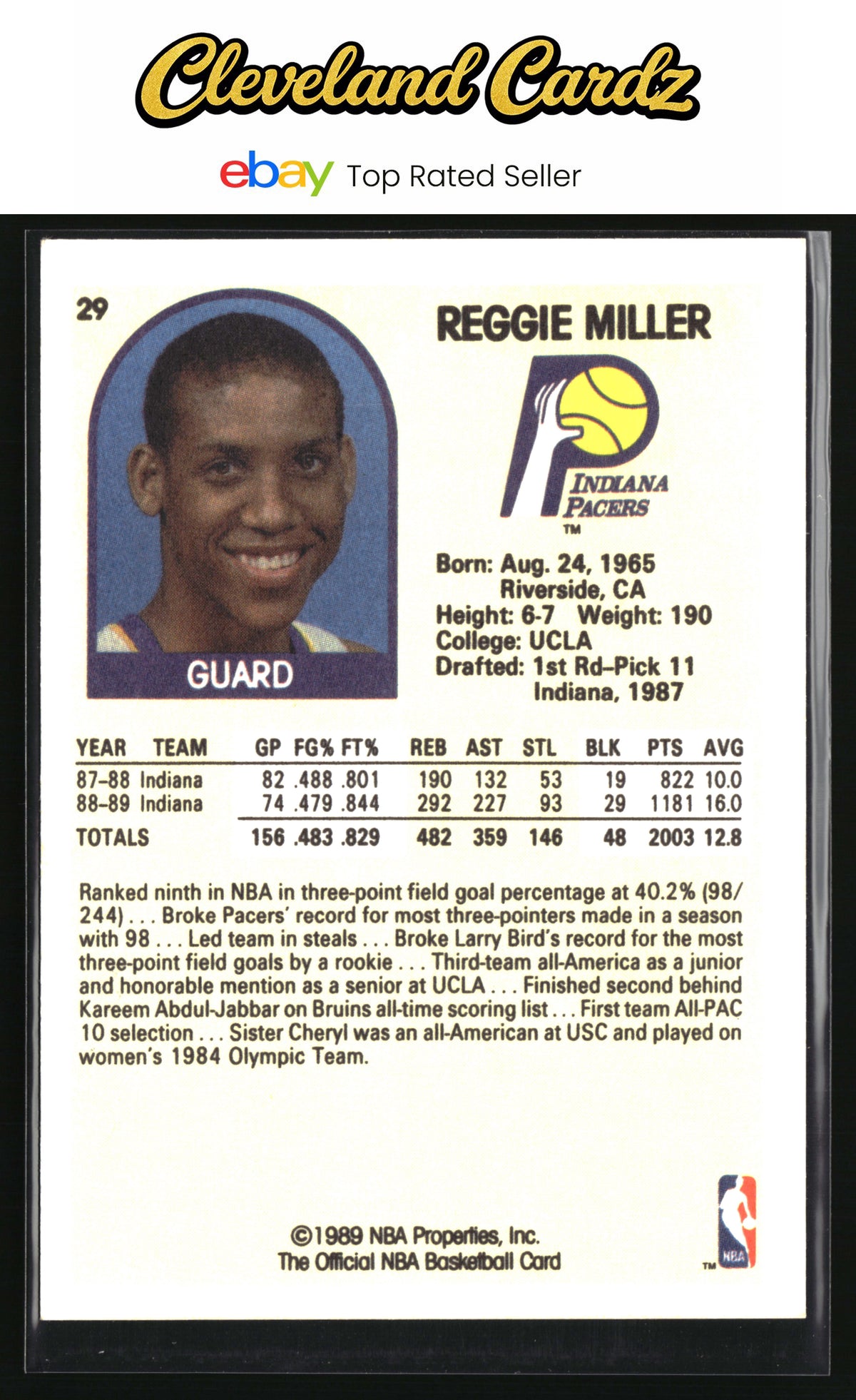 1989-90 Hoops #29 Reggie Miller