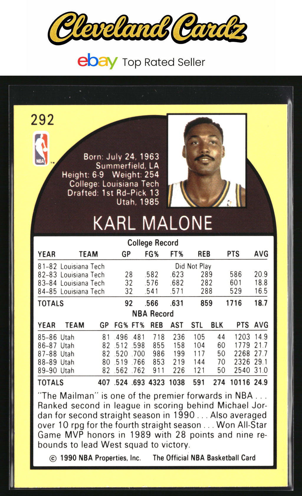 1990-91 Hoops #292 Karl Malone