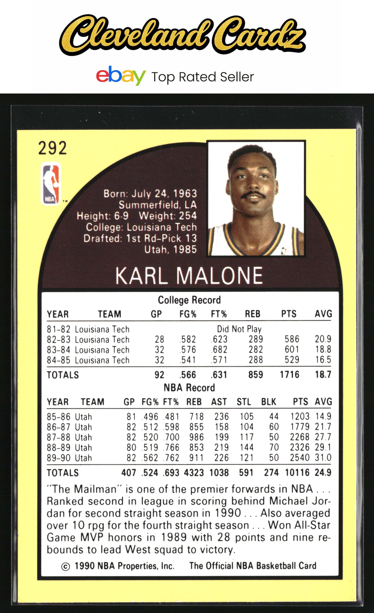1990-91 Hoops #292 Karl Malone