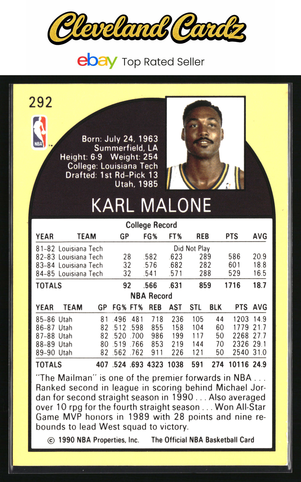 1990-91 Hoops #292 Karl Malone