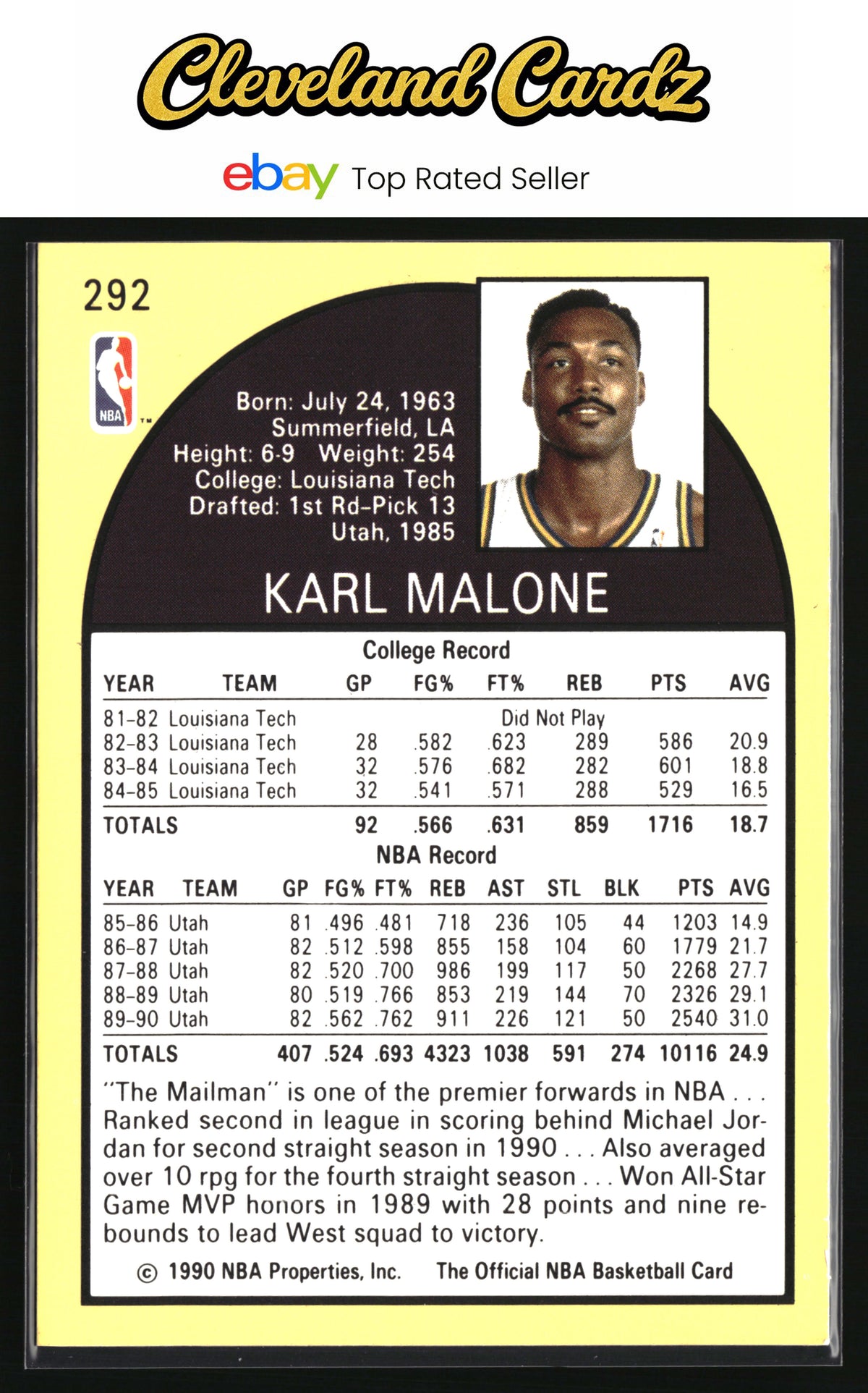 1990-91 Hoops #292 Karl Malone