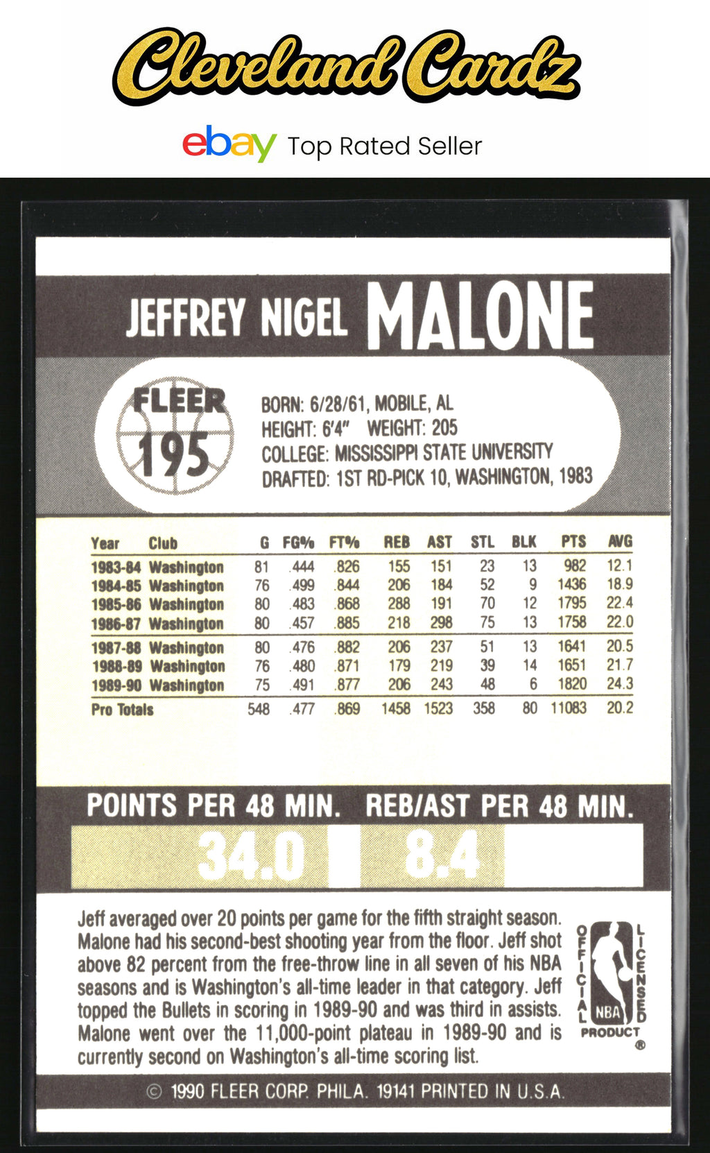 1990-91 Fleer #195 Jeff Malone