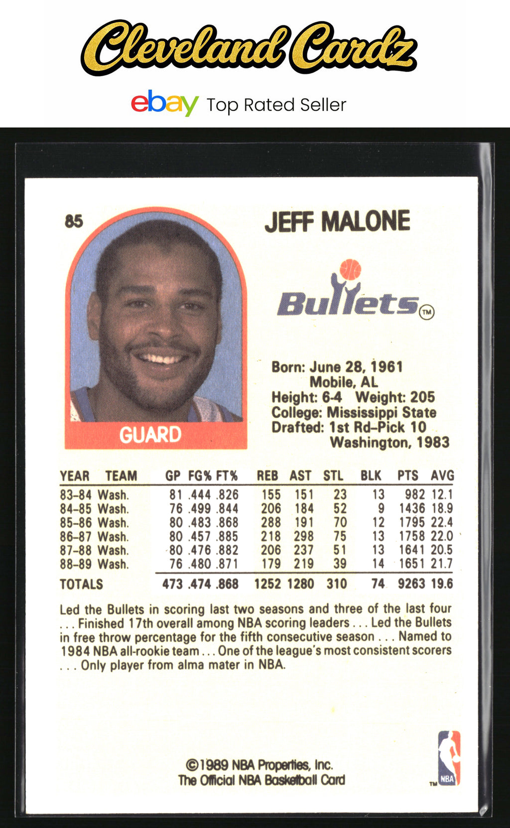 1989-90 Hoops #85 Jeff Malone