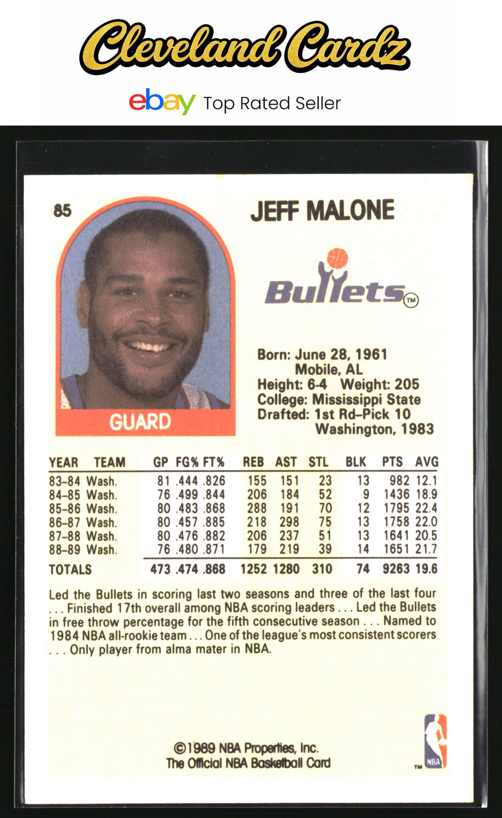 1989-90 Hoops #85 Jeff Malone