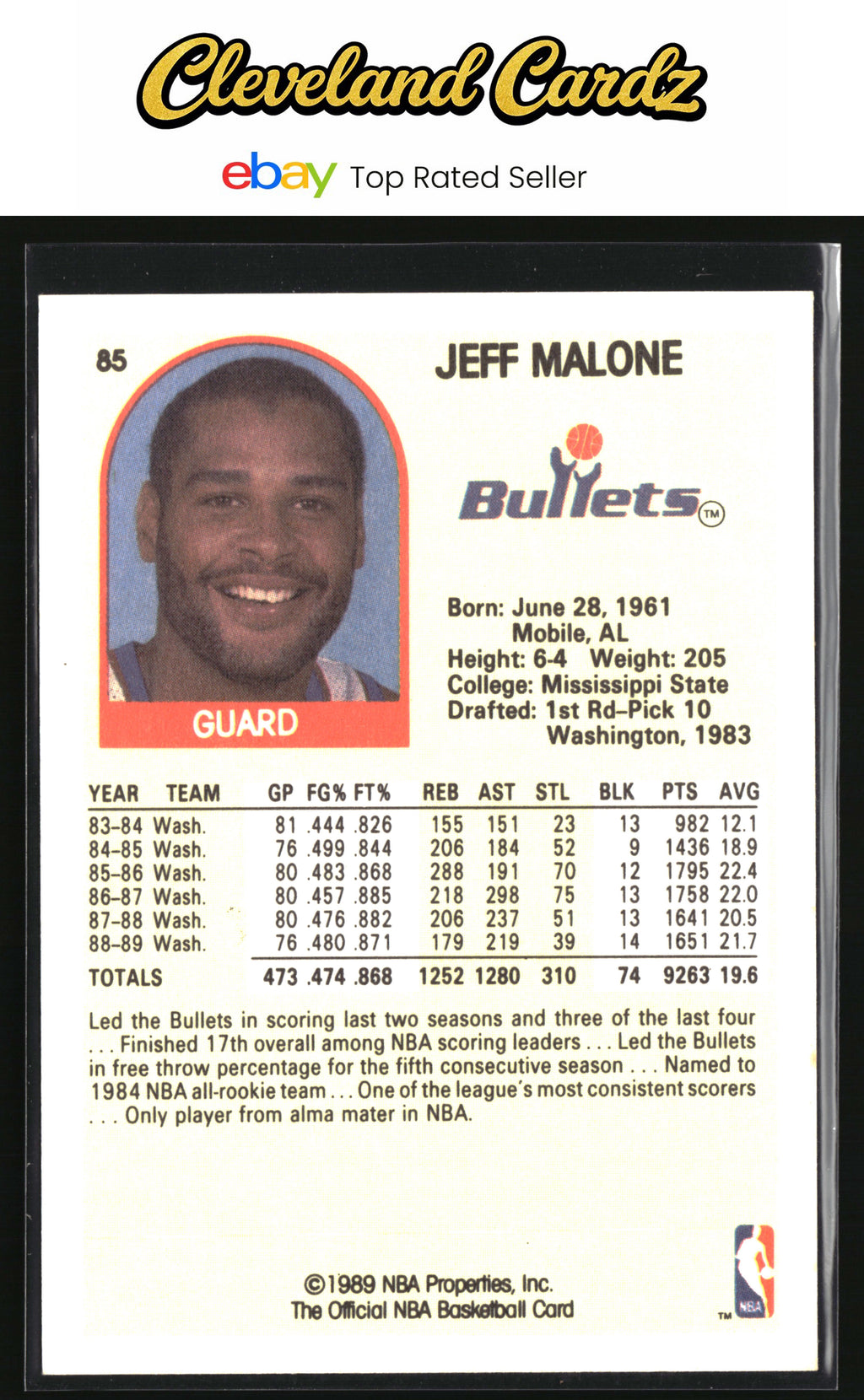 1989-90 Hoops #85 Jeff Malone