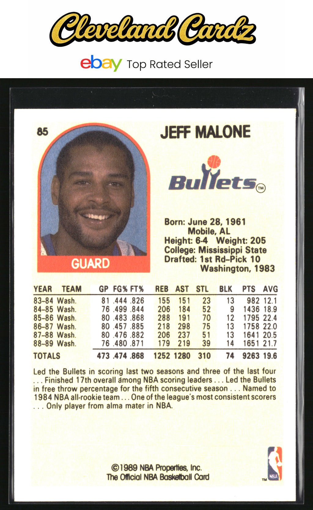 1989-90 Hoops #85 Jeff Malone