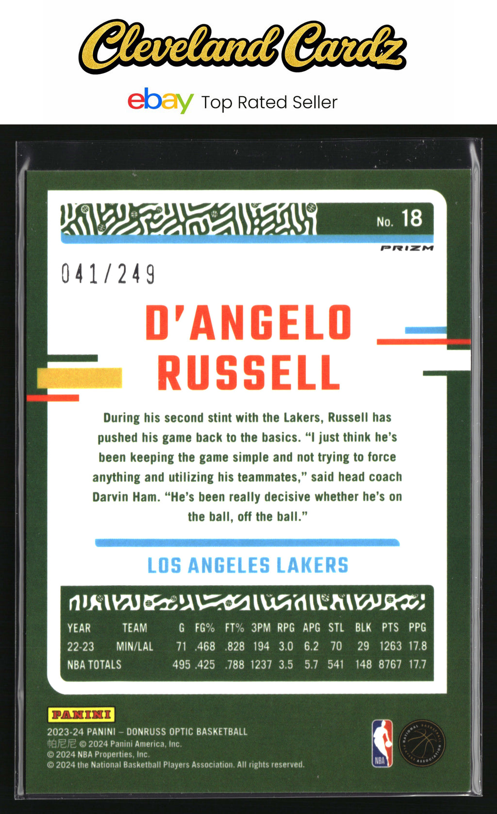 2023-24 Donruss Optic #18 D'Angelo Russell Aqua #/249