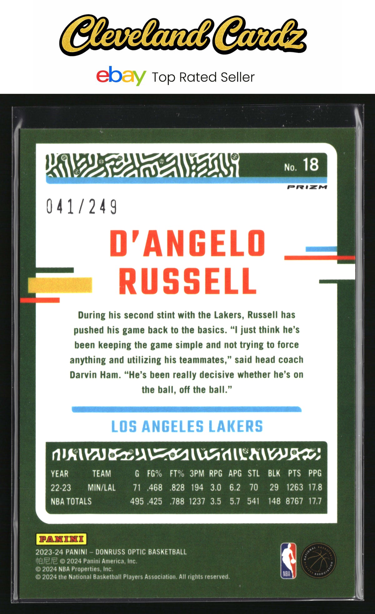 2023-24 Donruss Optic #18 D'Angelo Russell Aqua #/249