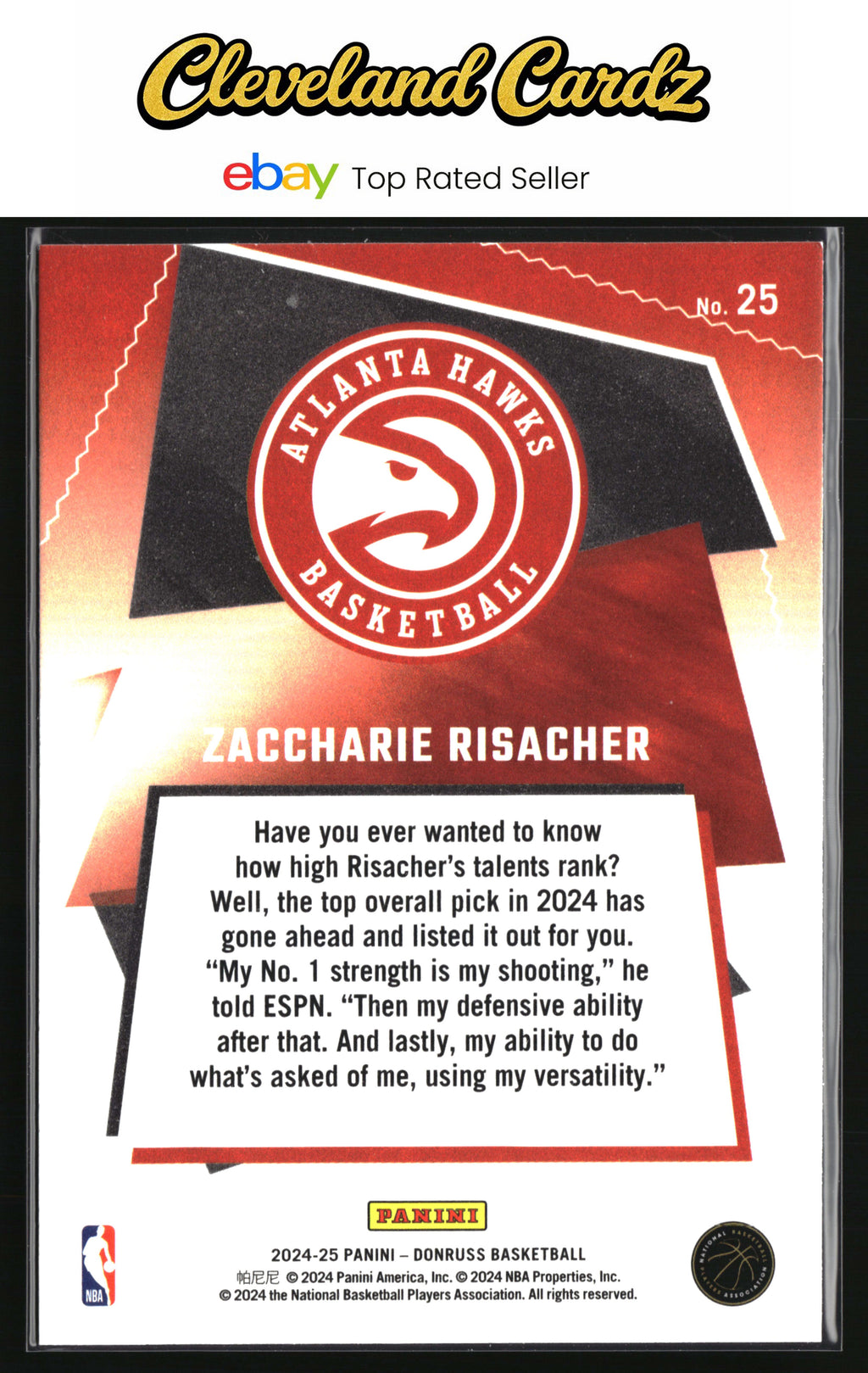 2024-25 Donruss #25 Zaccharie Risacher Great X-Pectations