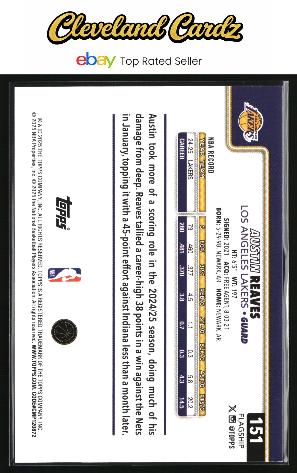 2025-26 Topps #151 Austin Reaves Crackleboard