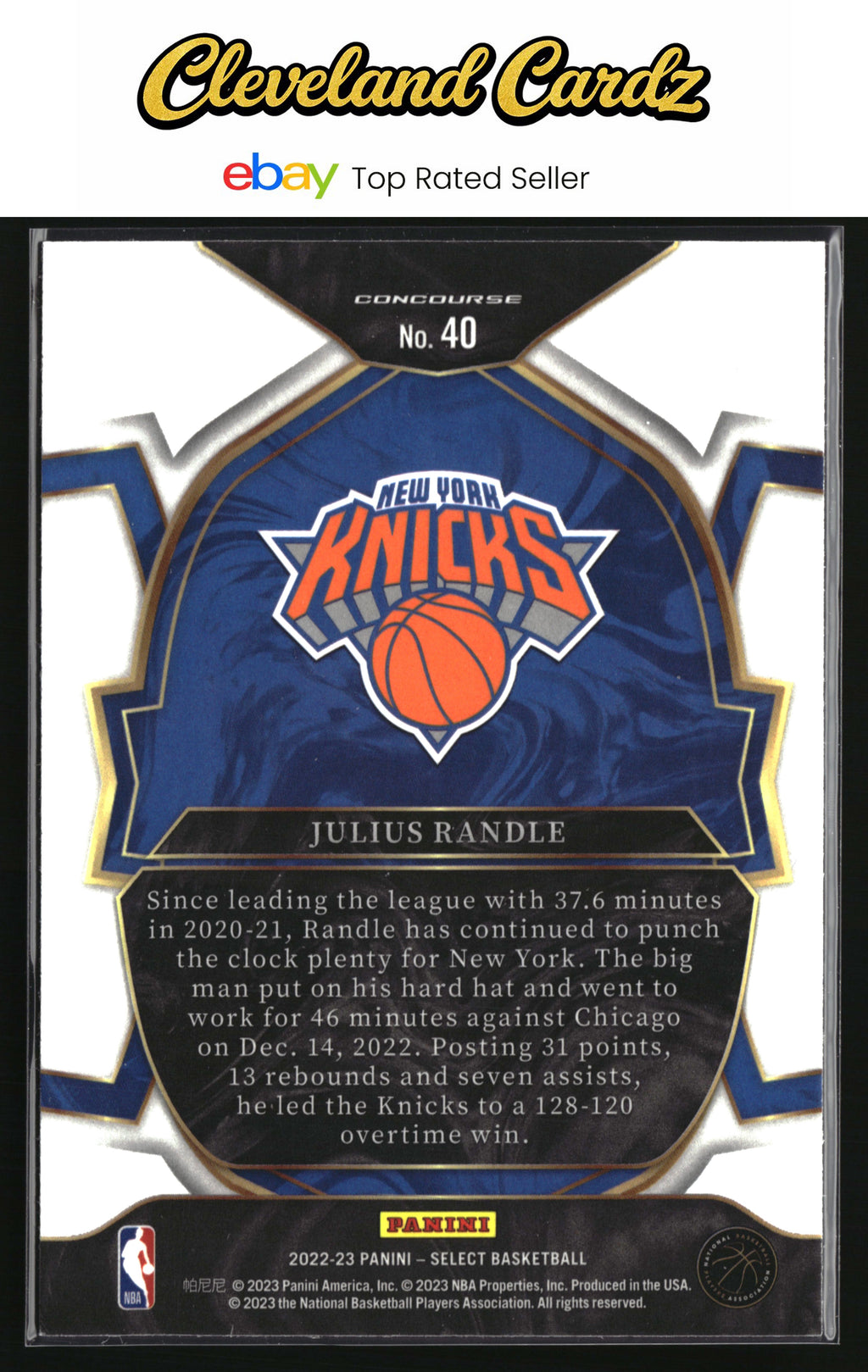 2022-23 Panini Select #40 Julius Randle Blue