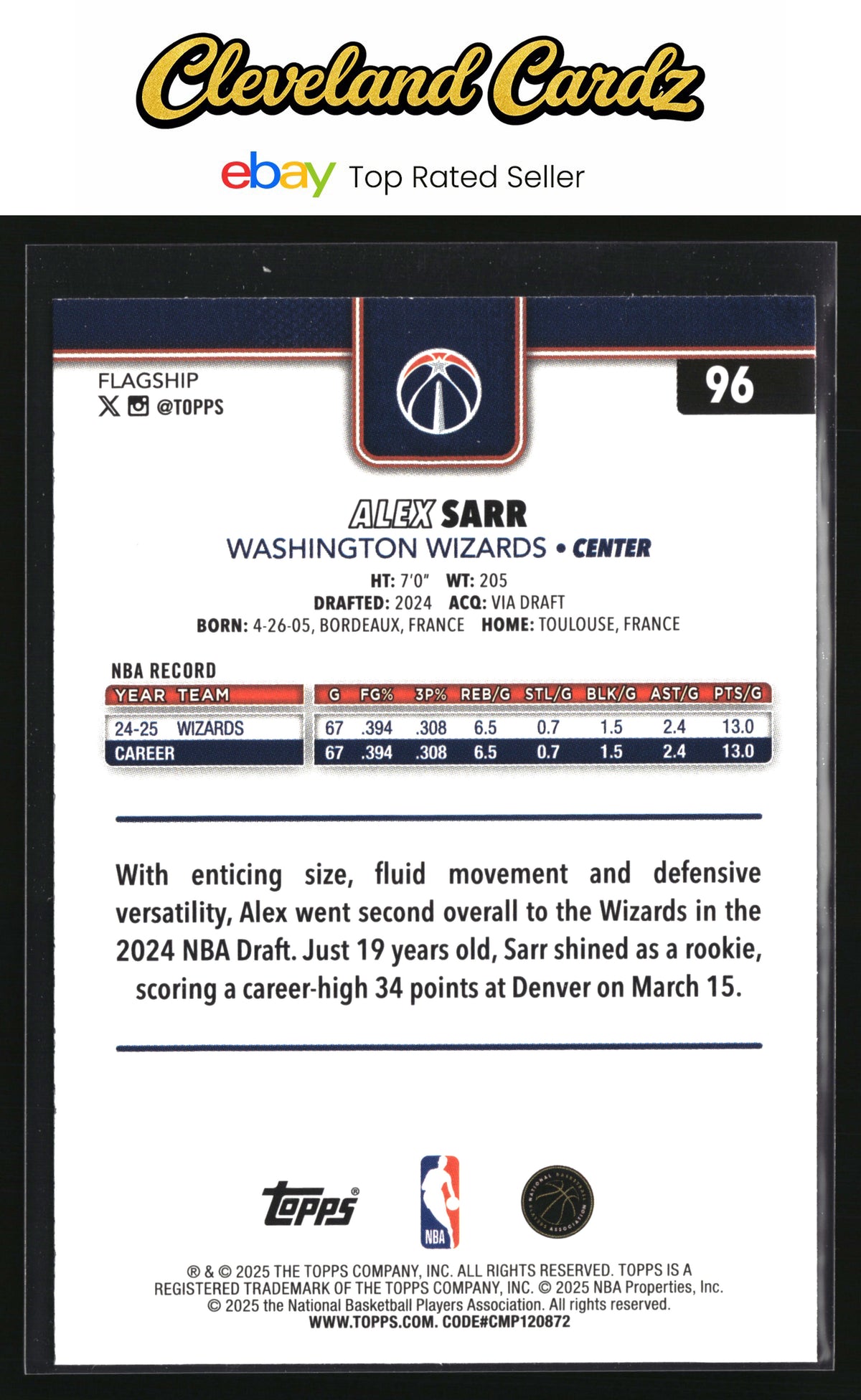 2025-26 Topps #96 Alex Sarr