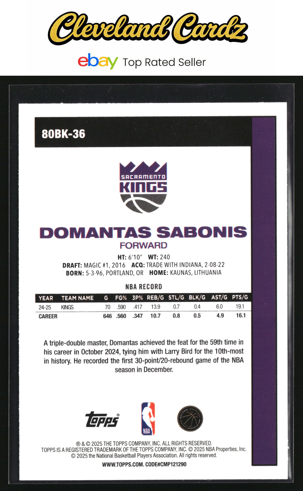 2025-26 Topps #80BK-36 Domantas Sabonis 1980-81 Topps Basketball
