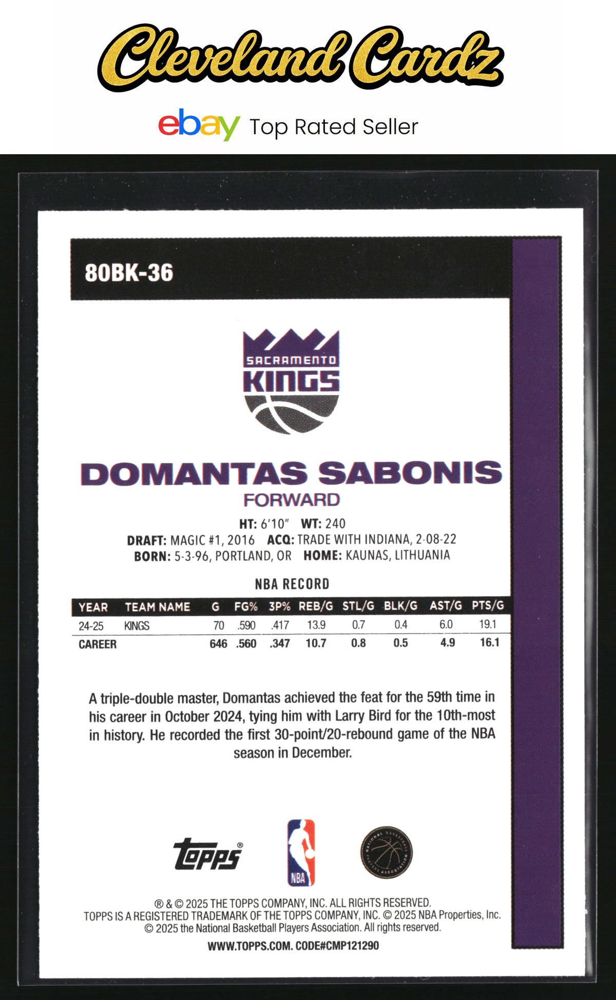 2025-26 Topps #80BK-36 Domantas Sabonis 1980-81 Topps Basketball