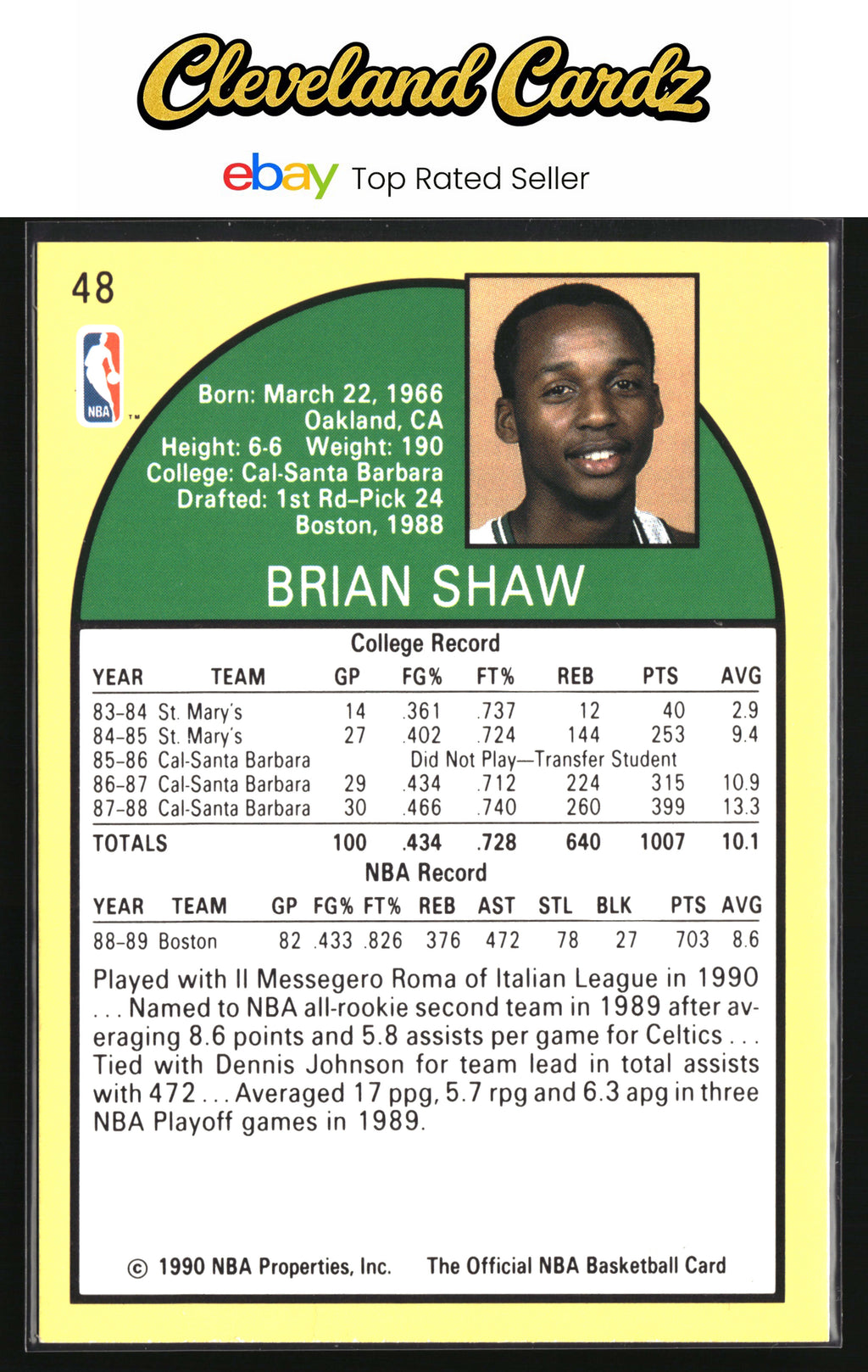 1990-91 Hoops #48 Brian Shaw