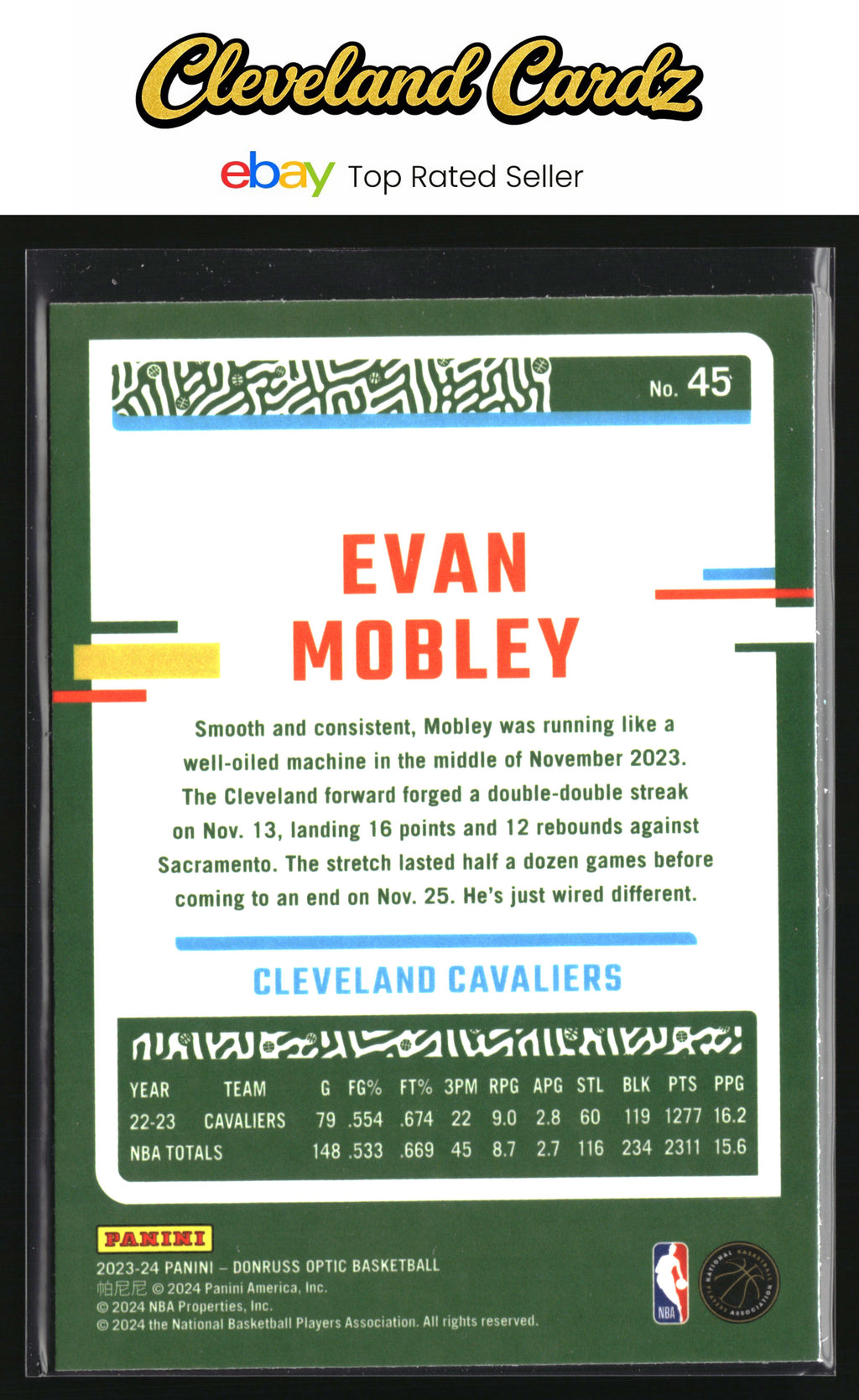2023-24 Donruss Optic #45 Evan Mobley