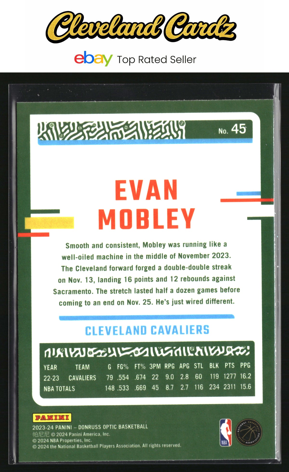 2023-24 Donruss Optic #45 Evan Mobley