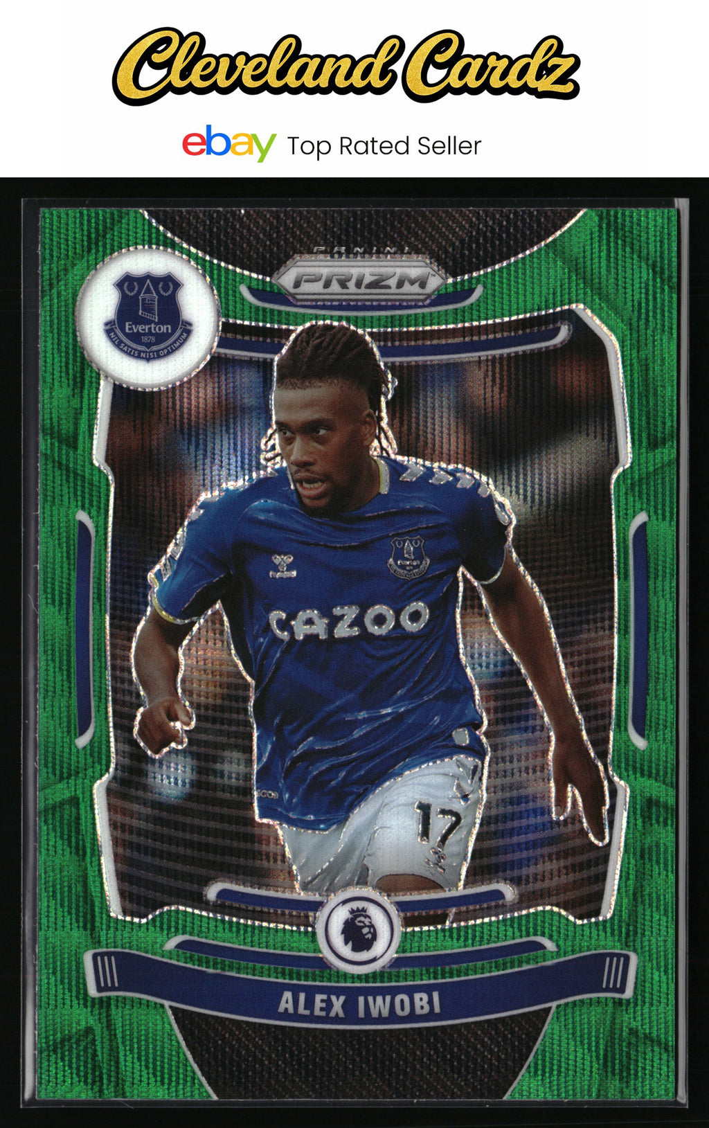 2021-22 Panini Prizm Premier League #100 Alex Iwobi Prizm Green Wave