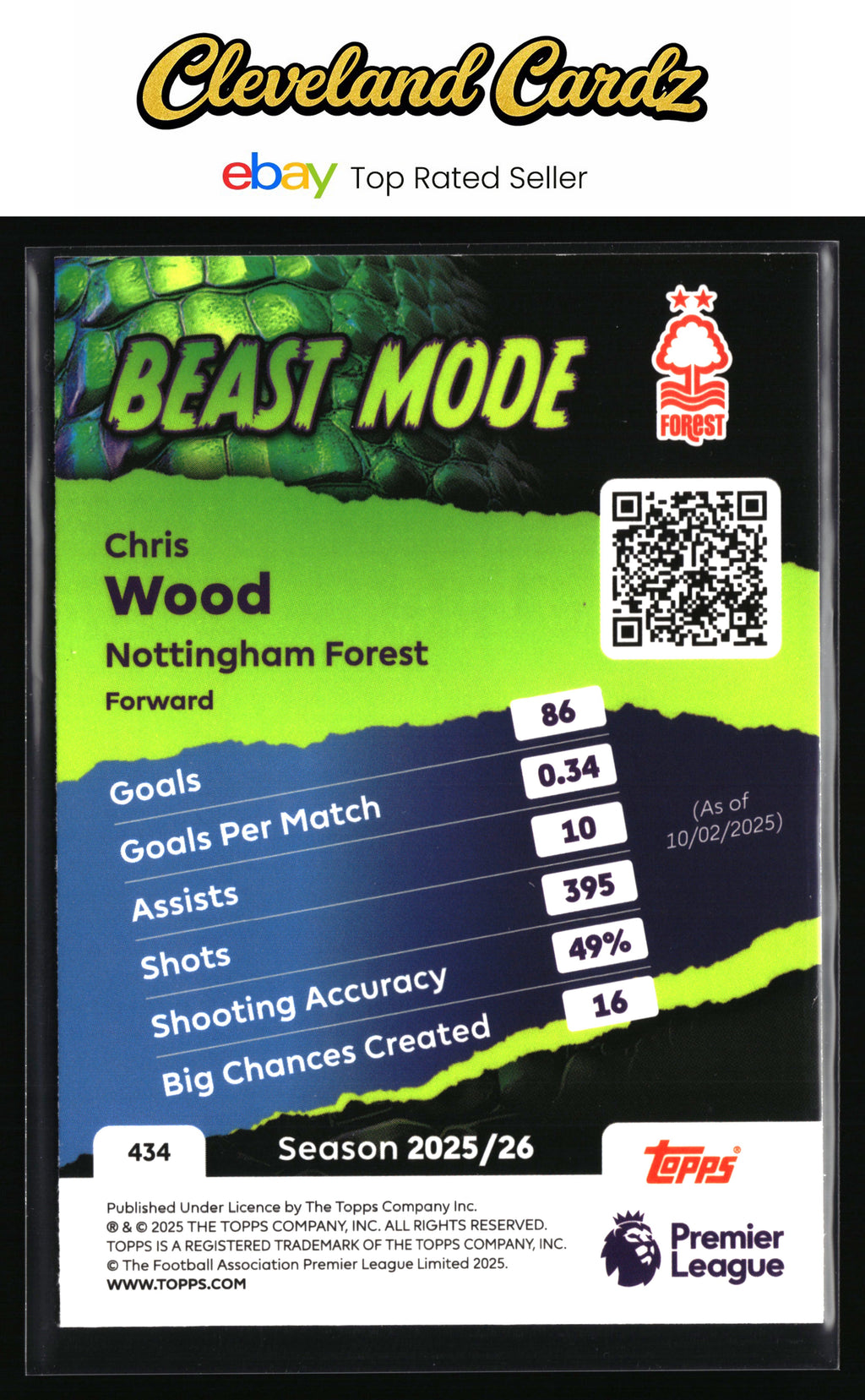 2025-26 Topps Premier League #434 Chris Wood