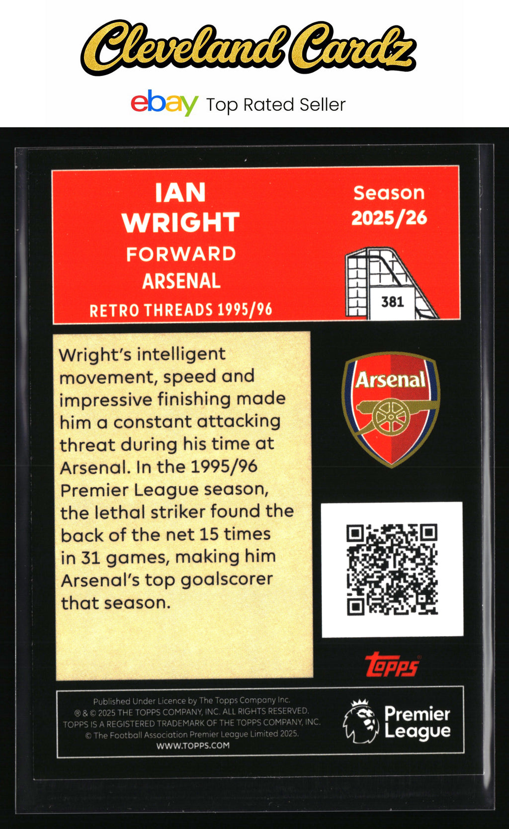 2025-26 Topps Premier League #381 Ian Wright Rainbow Foil