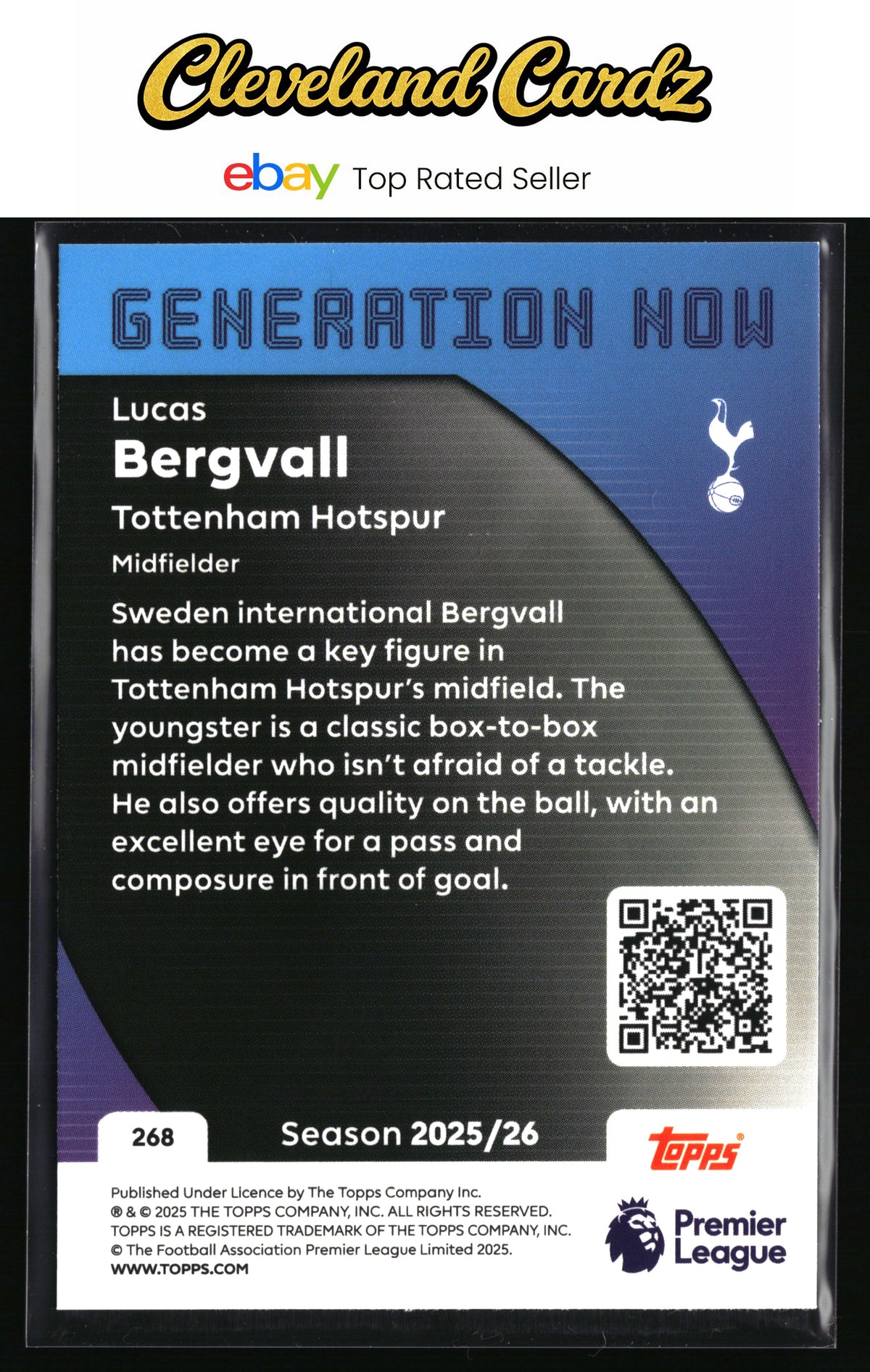 2025-26 Topps Premier League #268 Lucas Bergvall Rainbow Foil